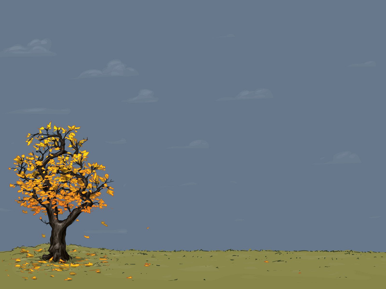 drawing, picture, vector, autumn, wood, tree