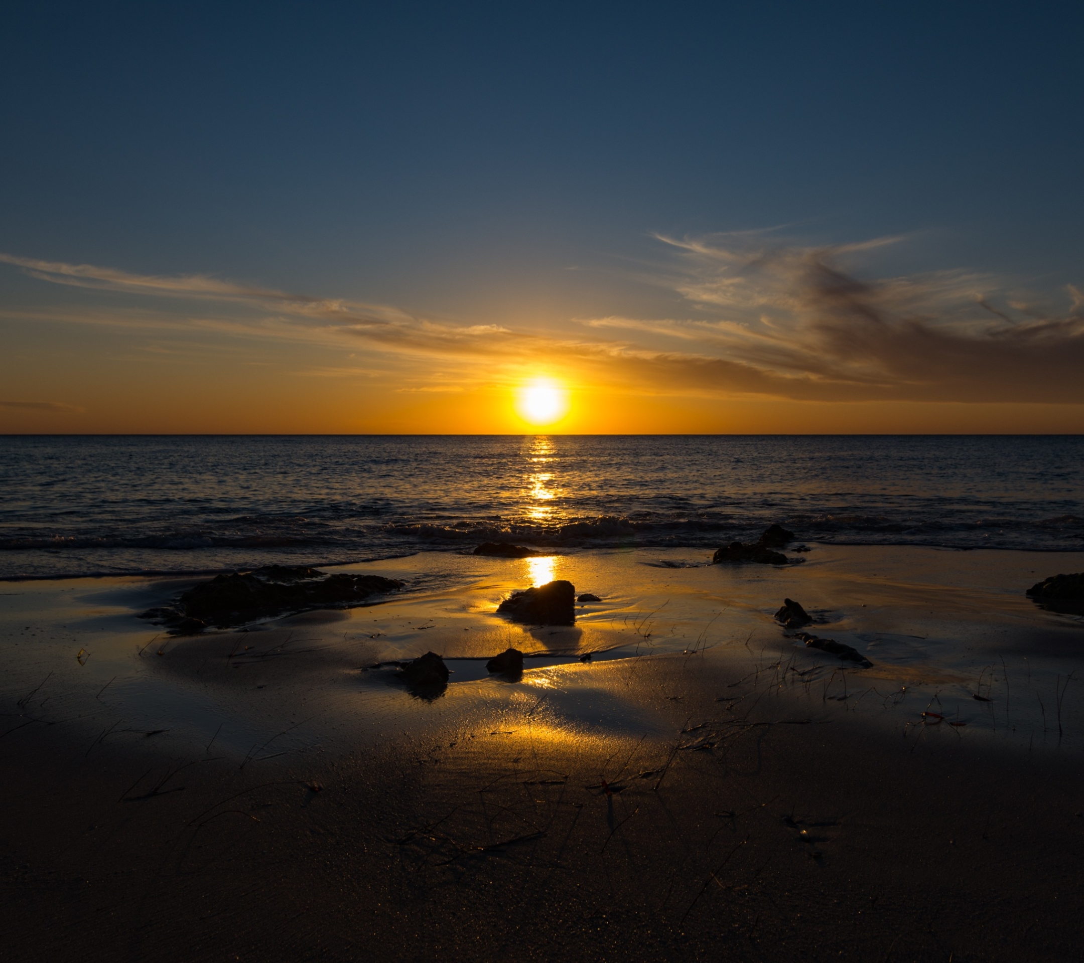 Descarga gratuita de fondo de pantalla para móvil de Playa, Horizonte, Océano, Atardecer, Tierra/naturaleza.