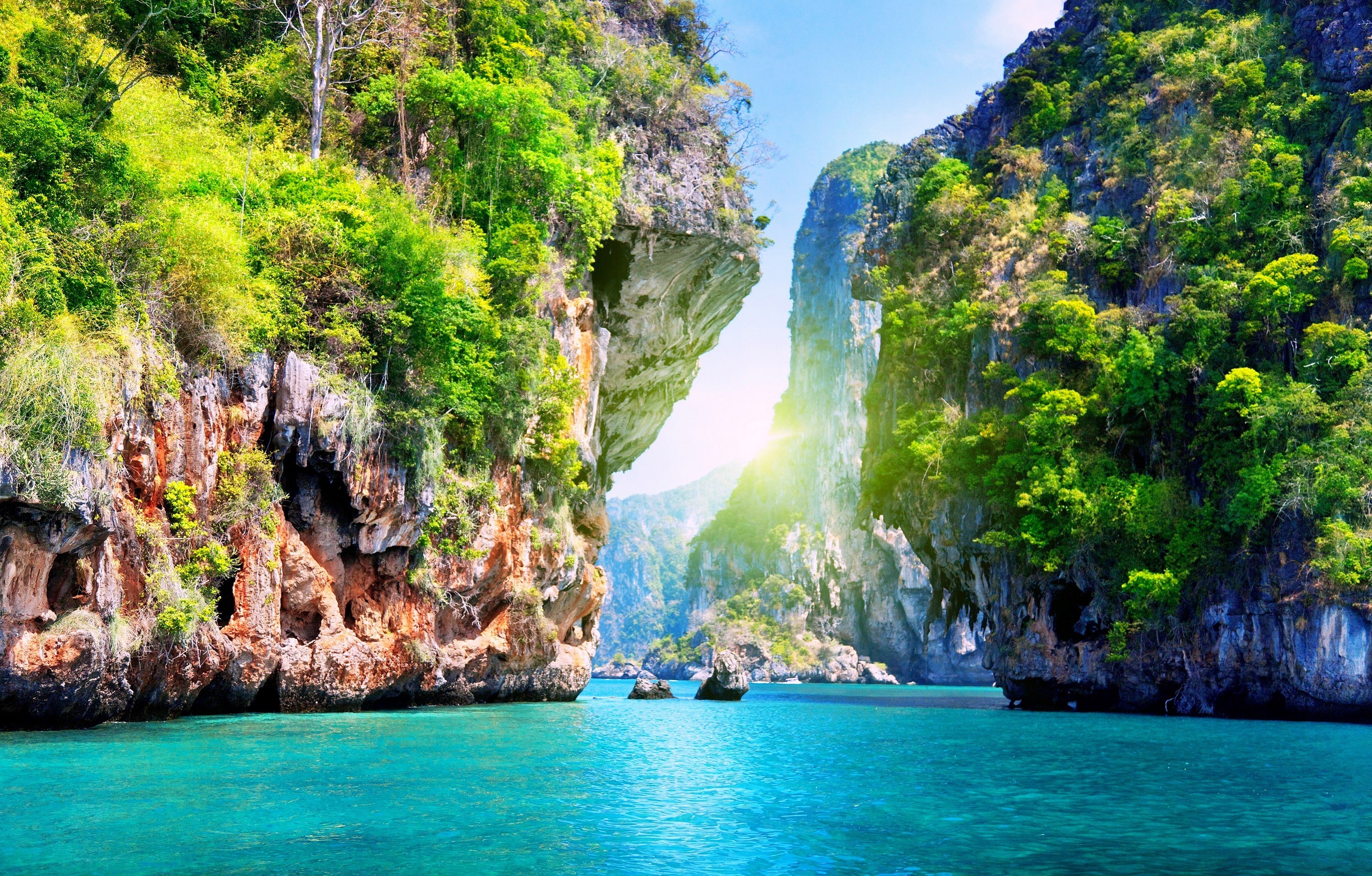 656875 Hintergrundbild herunterladen erde/natur, lagune, bucht, sonne, thailand, tropen - Bildschirmschoner und Bilder kostenlos