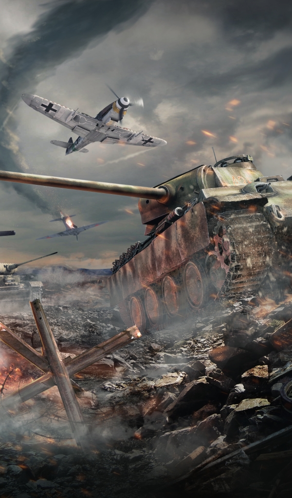 Handy-Wallpaper Flugzeuge, Flugzeug, Panzer, Schlacht, Computerspiele, Kampfflugzeug, War Thunder kostenlos herunterladen.