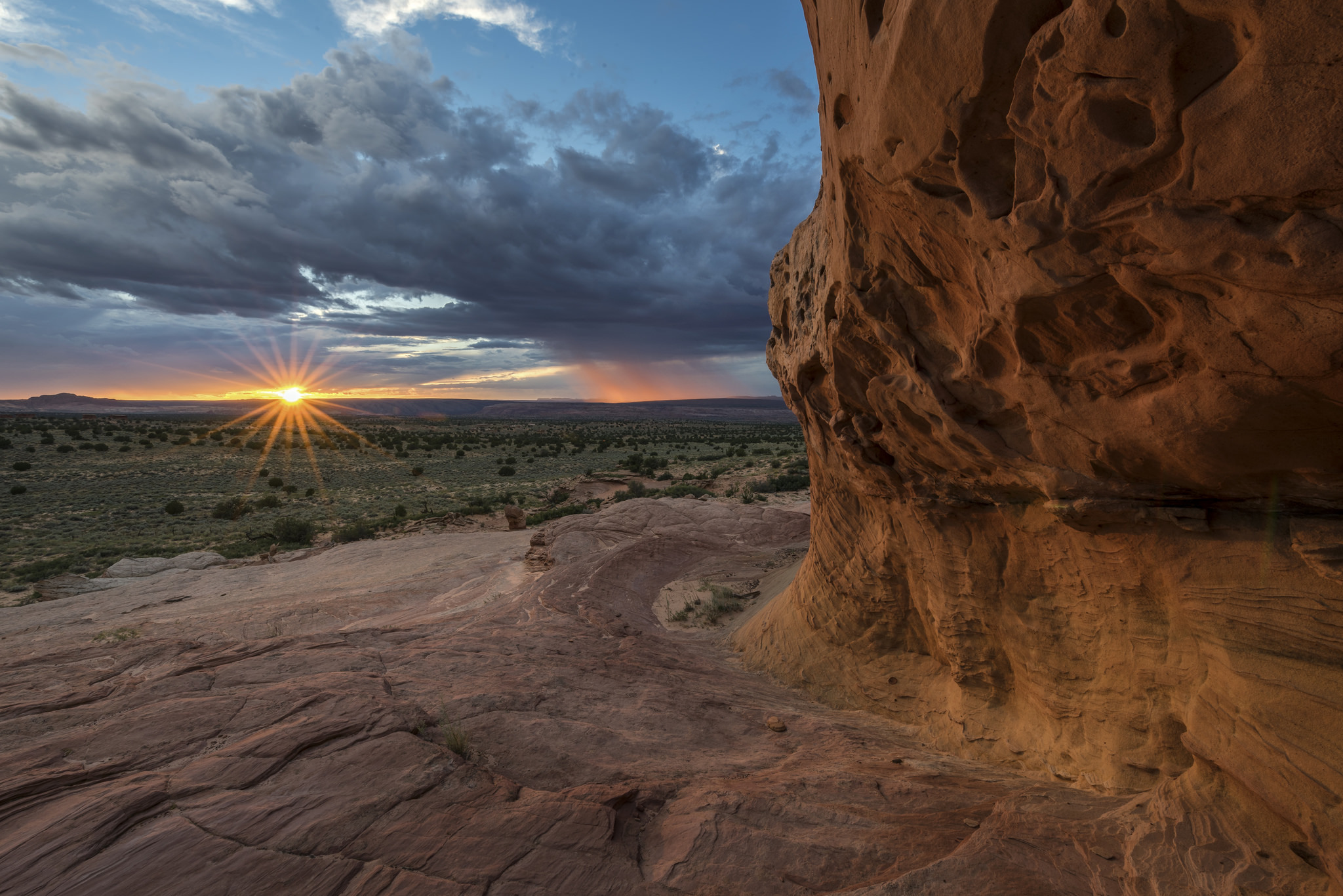 Free download wallpaper Landscape, Nature, Sunrise, Earth, Cloud, Arizona, Sunbeam on your PC desktop