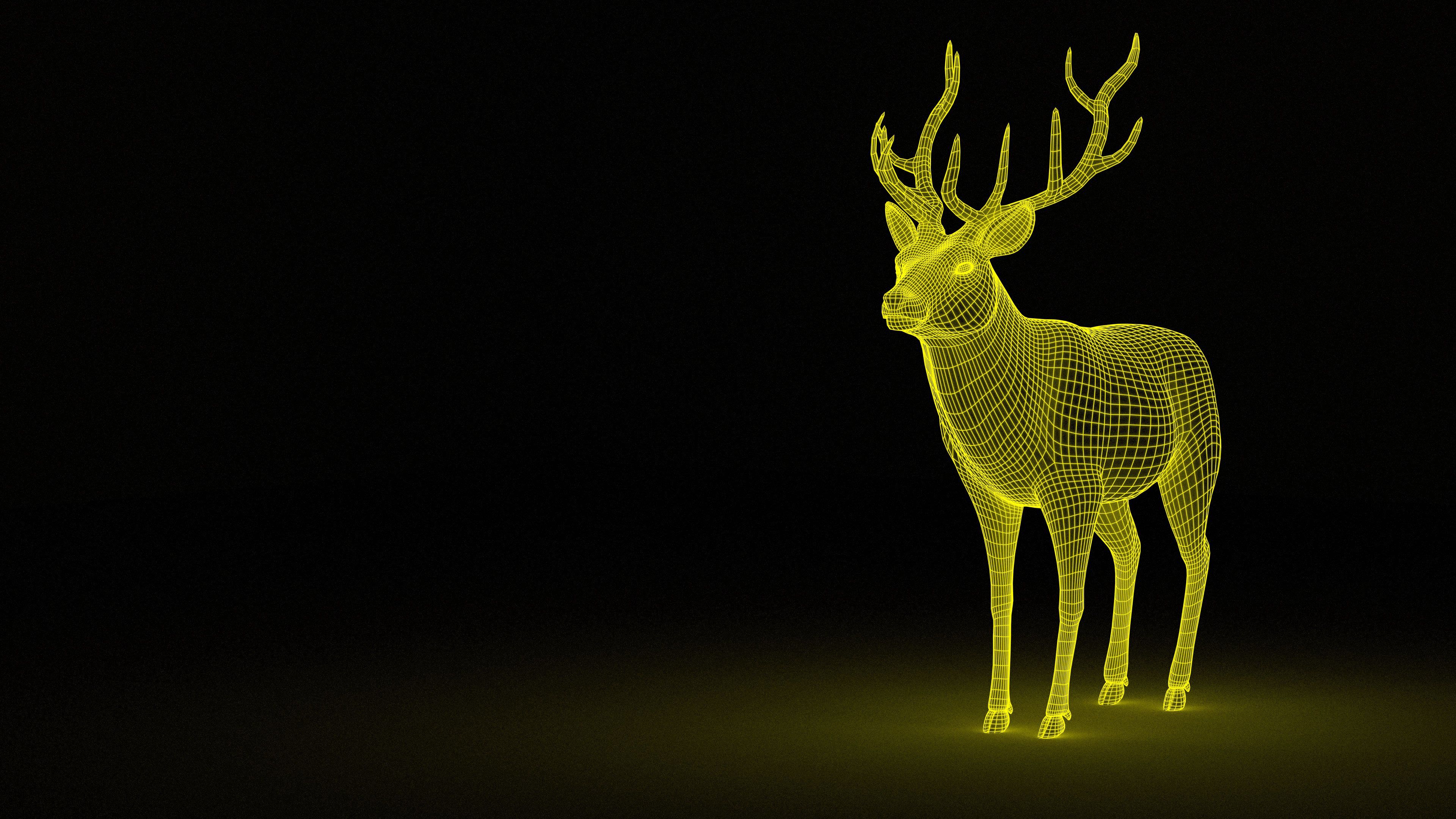 deer, abstract, grid, backlight, illumination 4K, Ultra HD