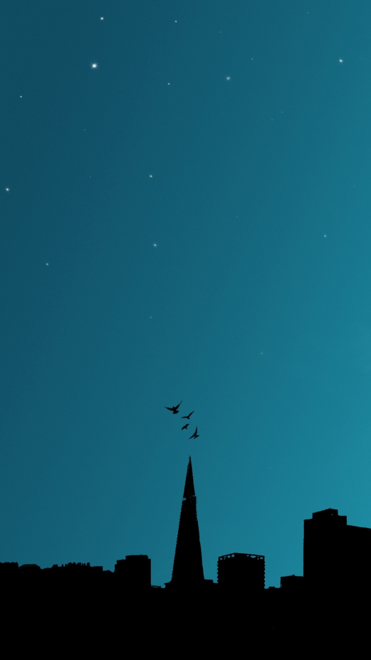 Handy-Wallpaper Horizont, Nacht, Künstlerisch, Cgi, Großstadt kostenlos herunterladen.