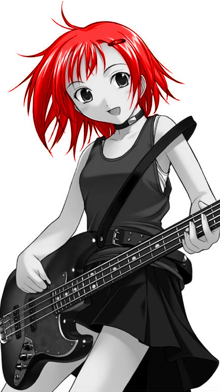 Download mobile wallpaper Music, Anime, Guitar, Red Hair for free.