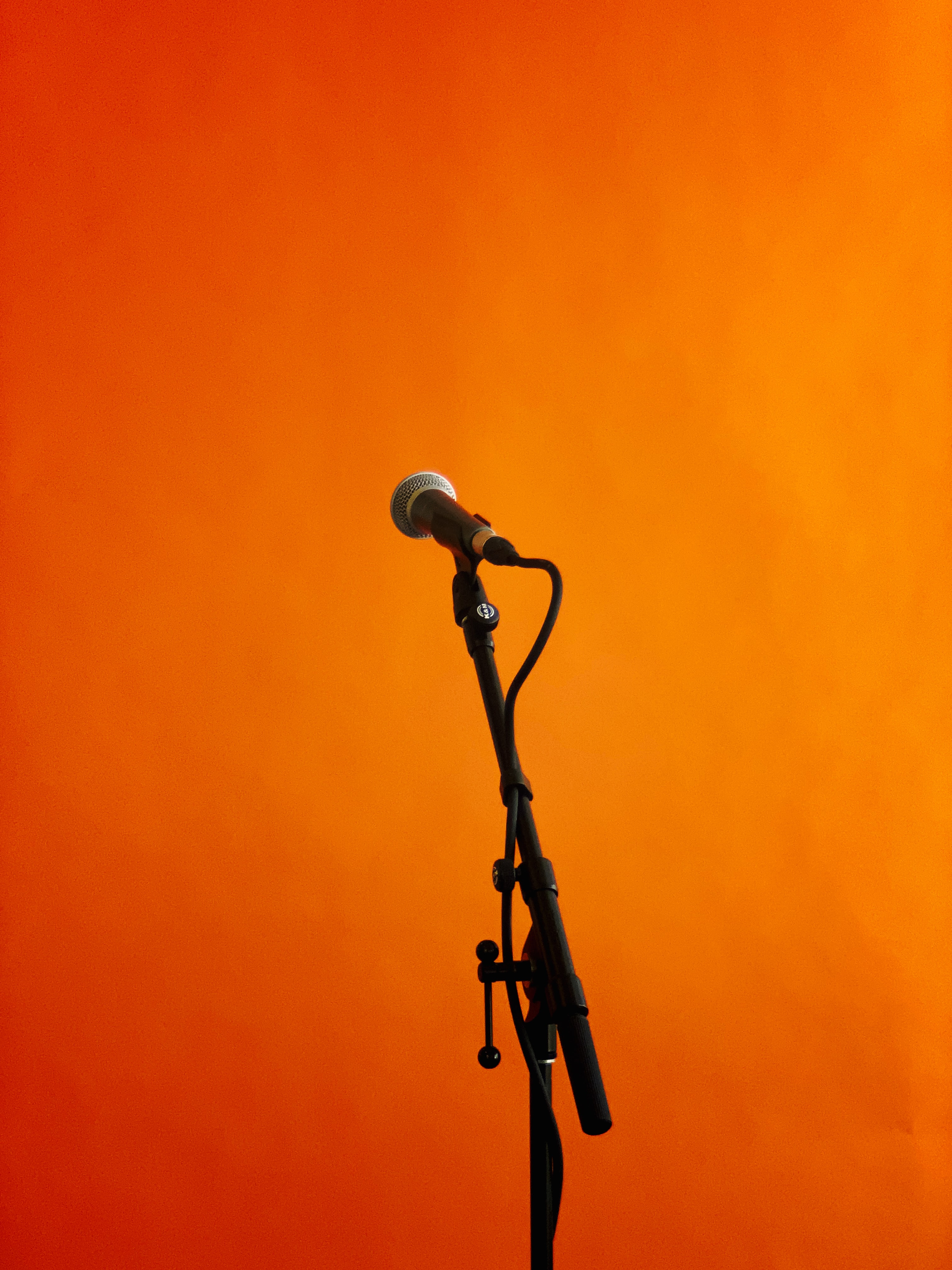 microphone, music, orange background