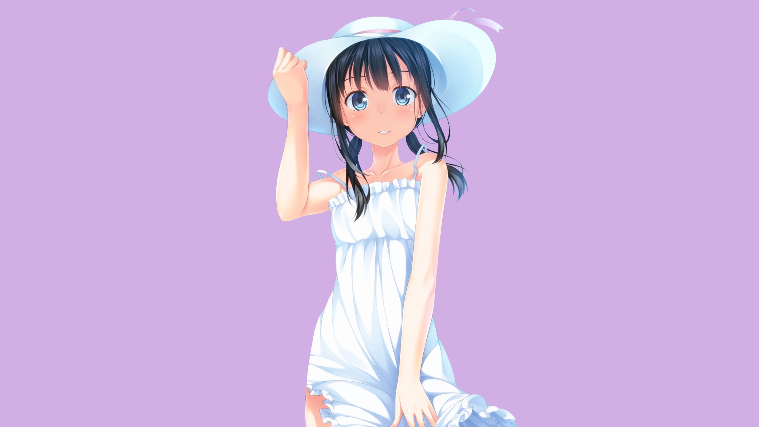 Free download wallpaper Anime, Original, Blue Hair, White Dress on your PC desktop