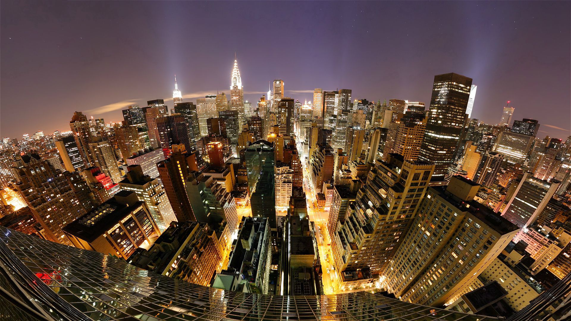 new york, cities, skyscrapers, manhattan, fish eye