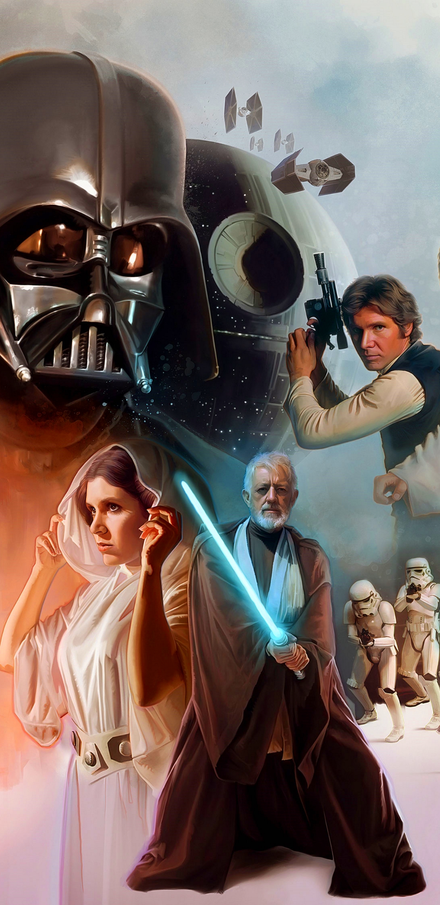 Handy-Wallpaper Darth Vader, Science Fiction, Krieg Der Sterne, Sturmtruppler, Obi Wan Kenobi, Han Solo, Todesstern, Prinzessin Leia kostenlos herunterladen.