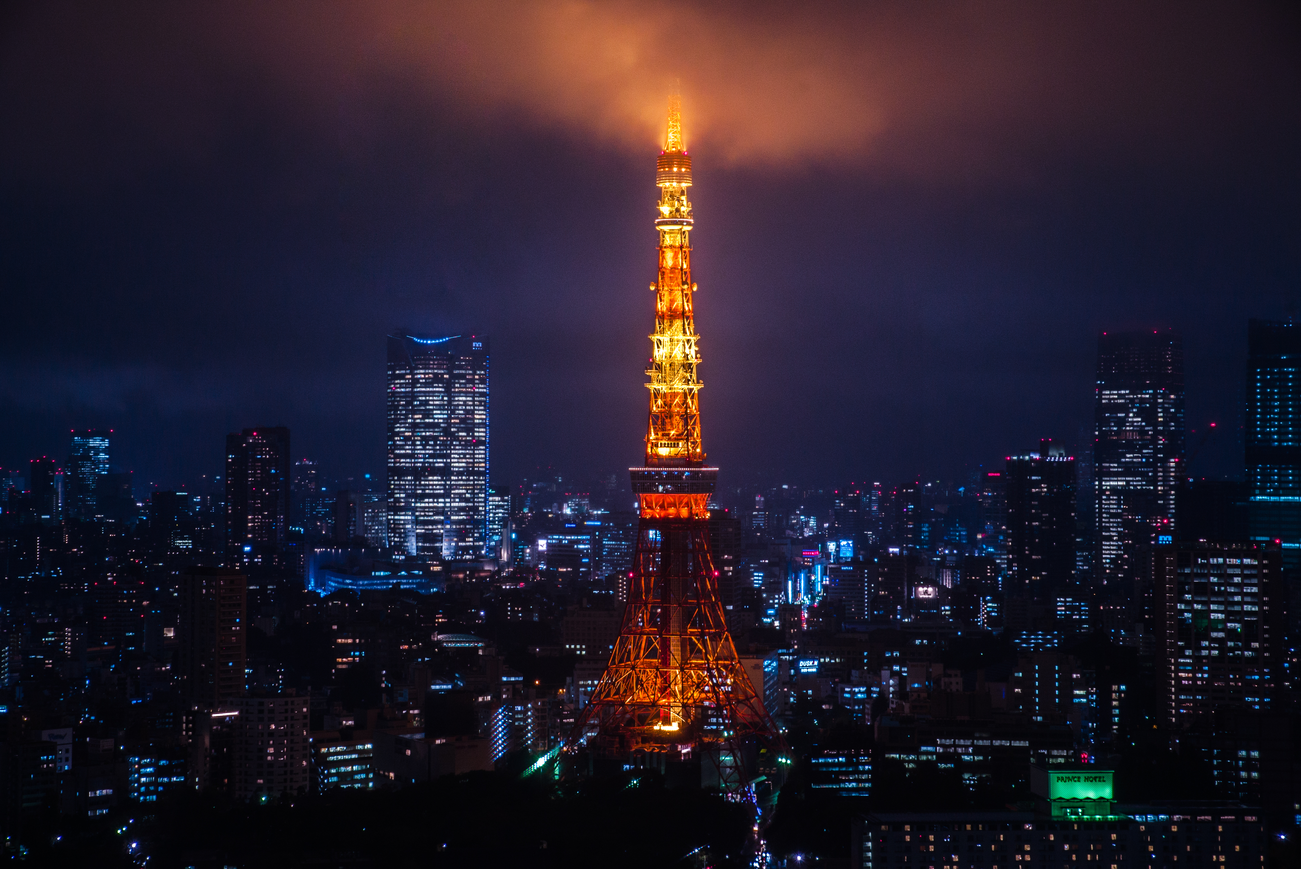 103984 Hintergrundbild herunterladen turm, städte, nächtliche stadt, night city, lichter der stadt, city lights, tokio, tokyo - Bildschirmschoner und Bilder kostenlos