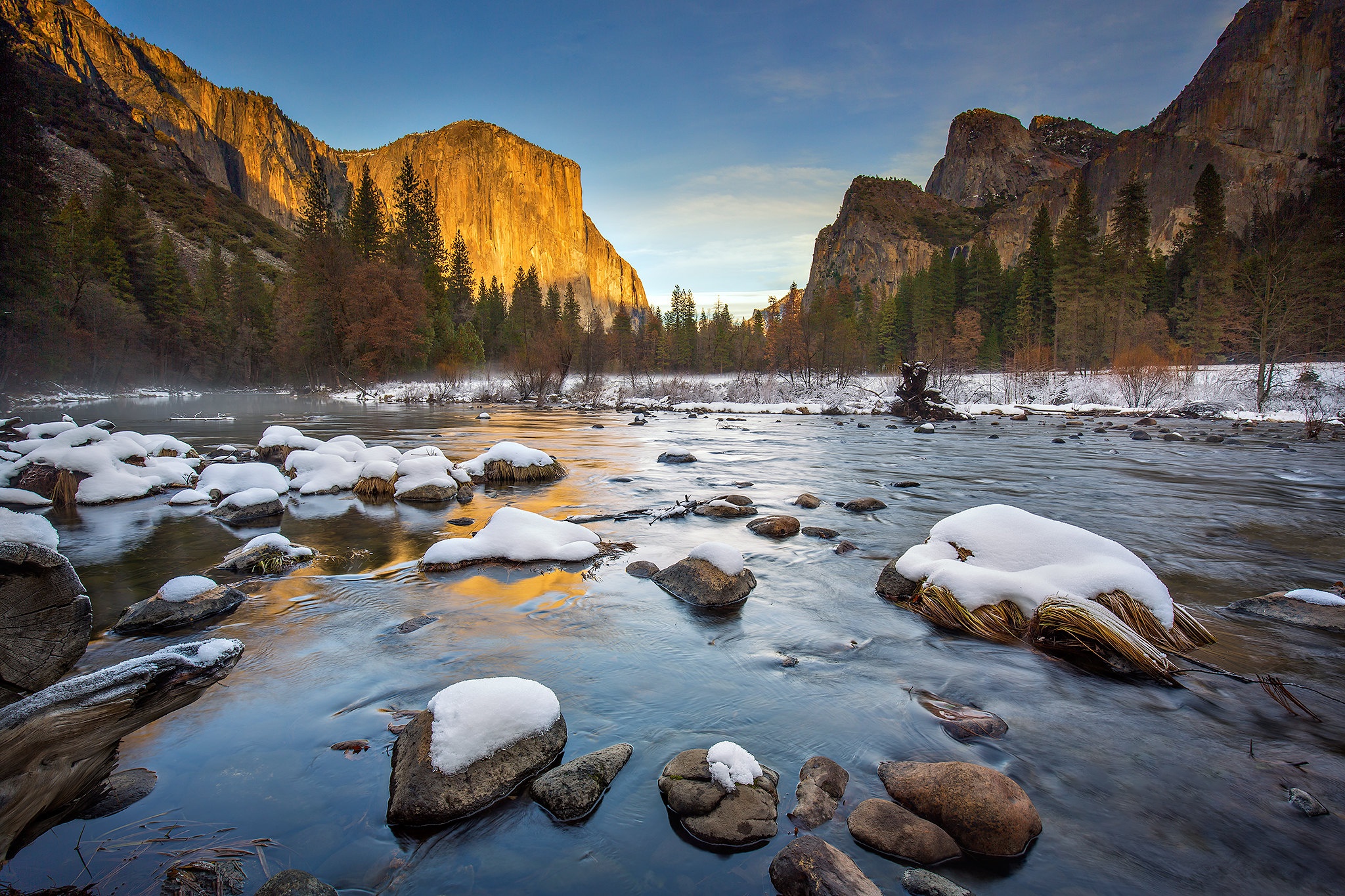 Download mobile wallpaper Winter, Snow, Mountain, Earth, National Park, Yosemite National Park for free.