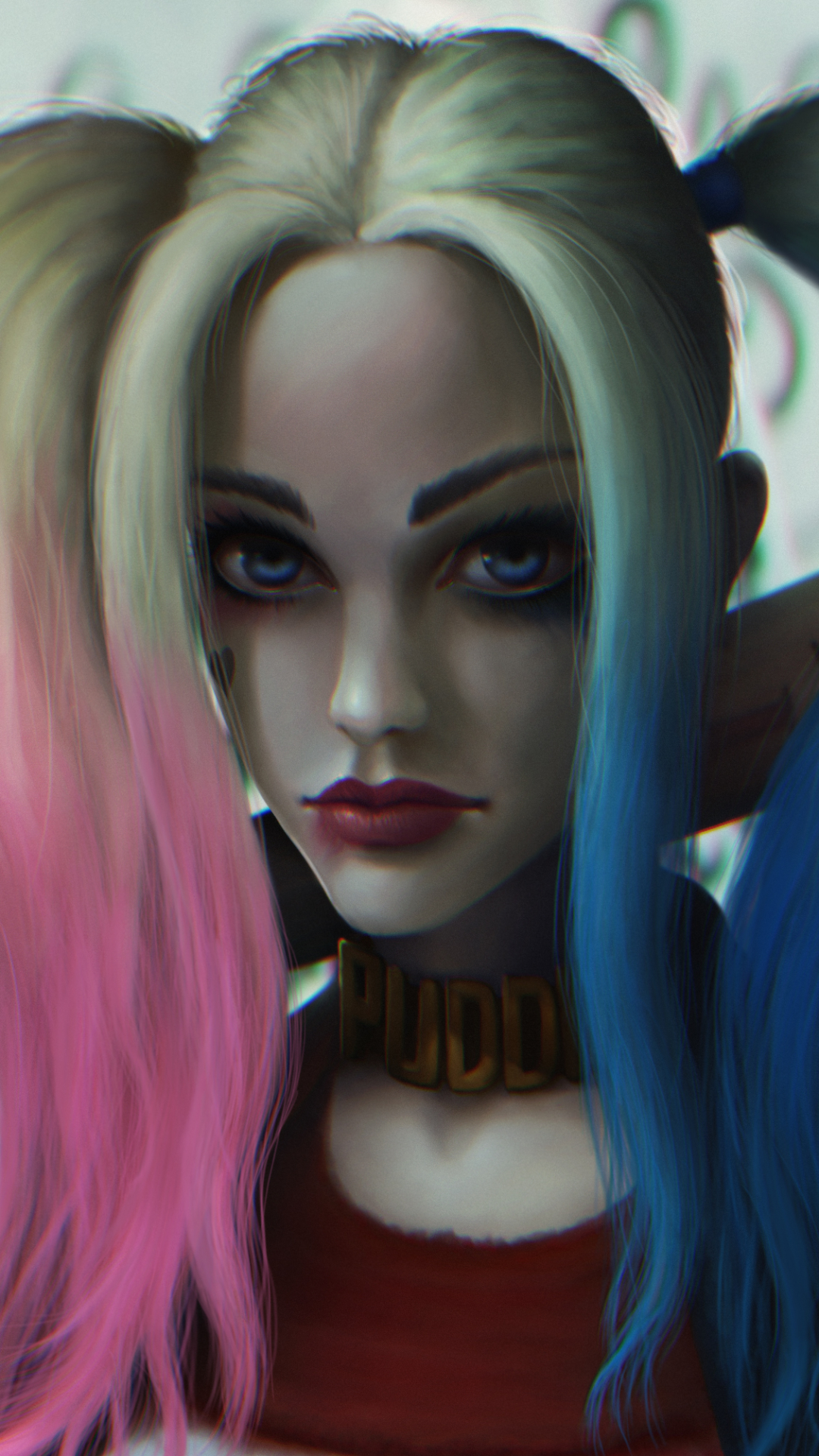 Download mobile wallpaper Blue Eyes, Comics, Harley Quinn, White Hair, Twintails, Lipstick for free.
