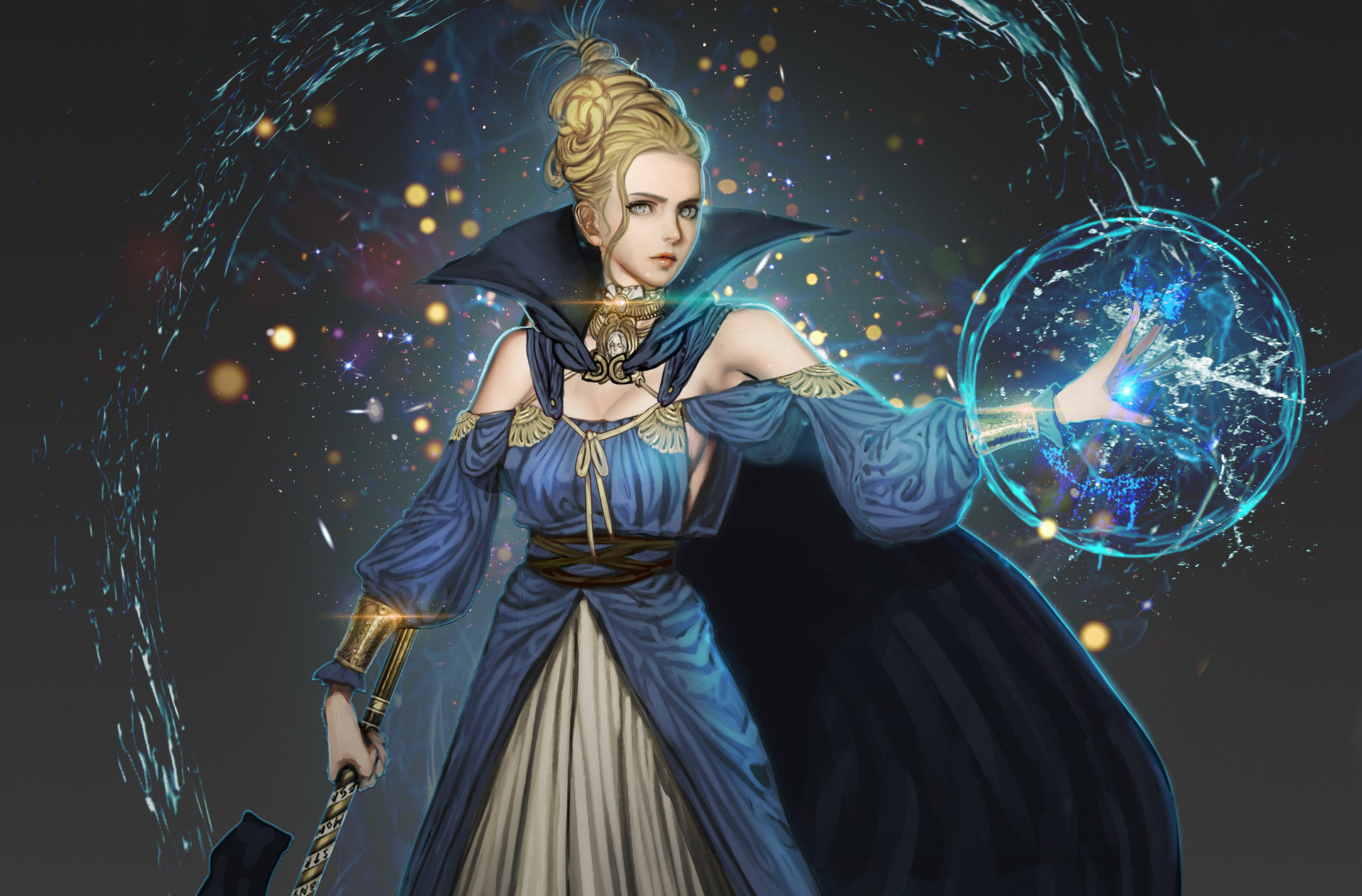 Free download wallpaper Magic, Fantasy, Women, Sword, Sorceress on your PC desktop