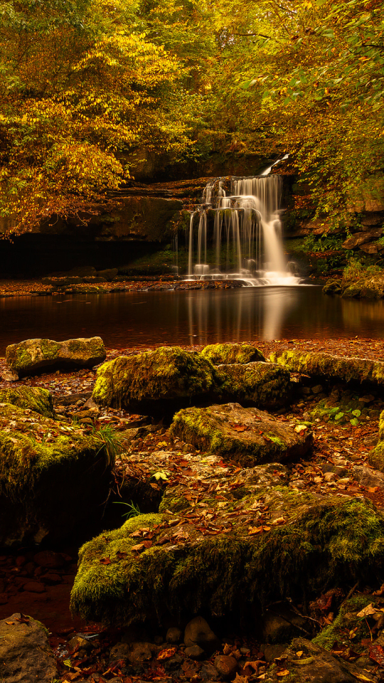 Descarga gratuita de fondo de pantalla para móvil de Naturaleza, Otoño, Cascadas, Lago, Cascada, Tierra/naturaleza.