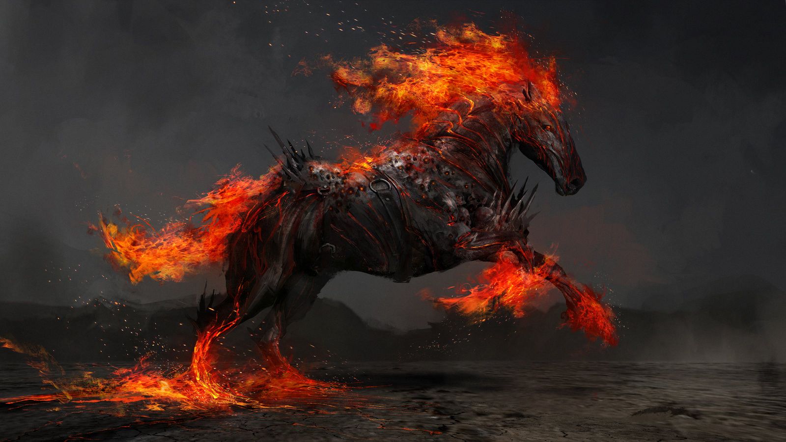 Download mobile wallpaper Fantasy, Fire, Horse, Fantasy Animals for free.