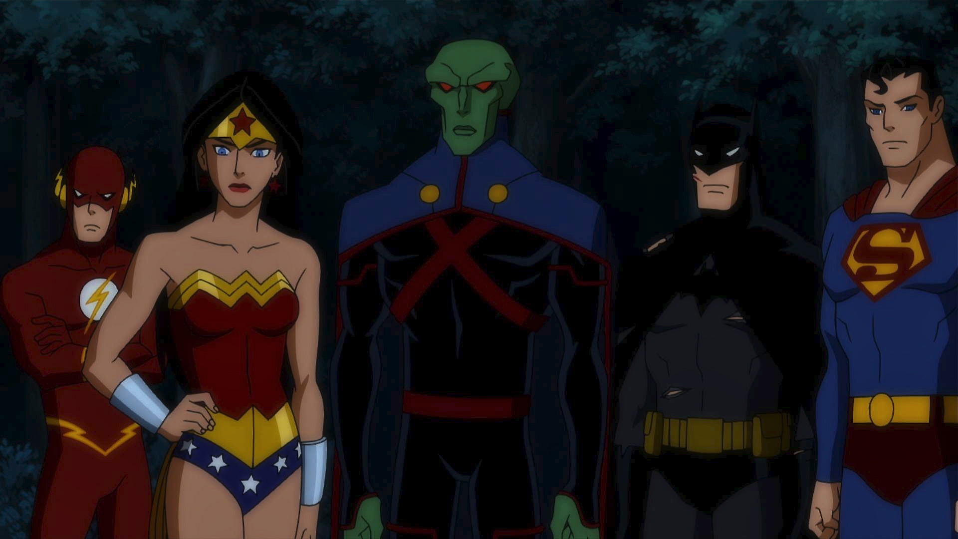 movie, justice league: doom, barry allen, batman, flash, martian manhunter, superman, wonder woman, justice league