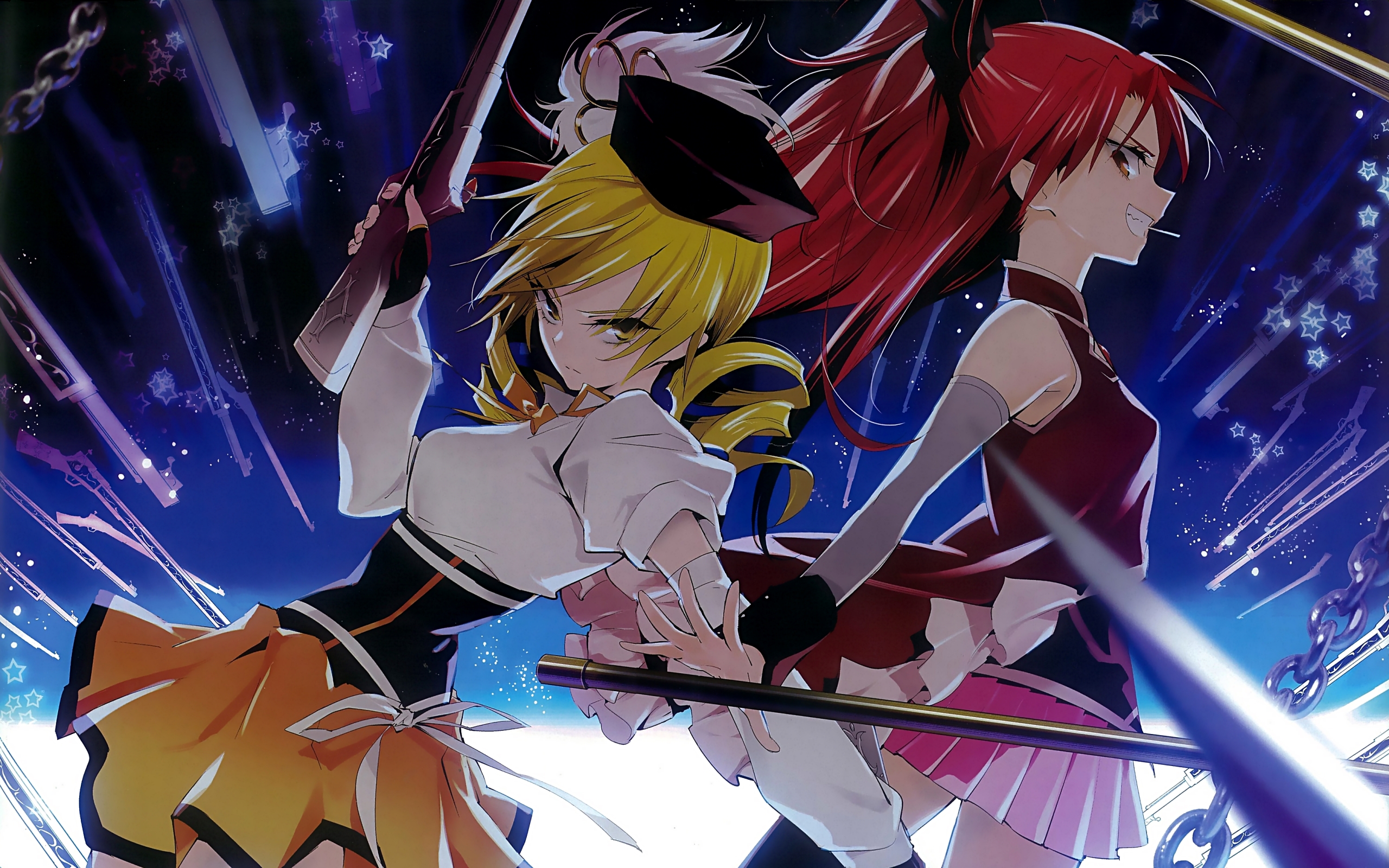 Descarga gratuita de fondo de pantalla para móvil de Kyōko Sakura, Mami Tomoe, Puella Magi Madoka Magica, Animado.
