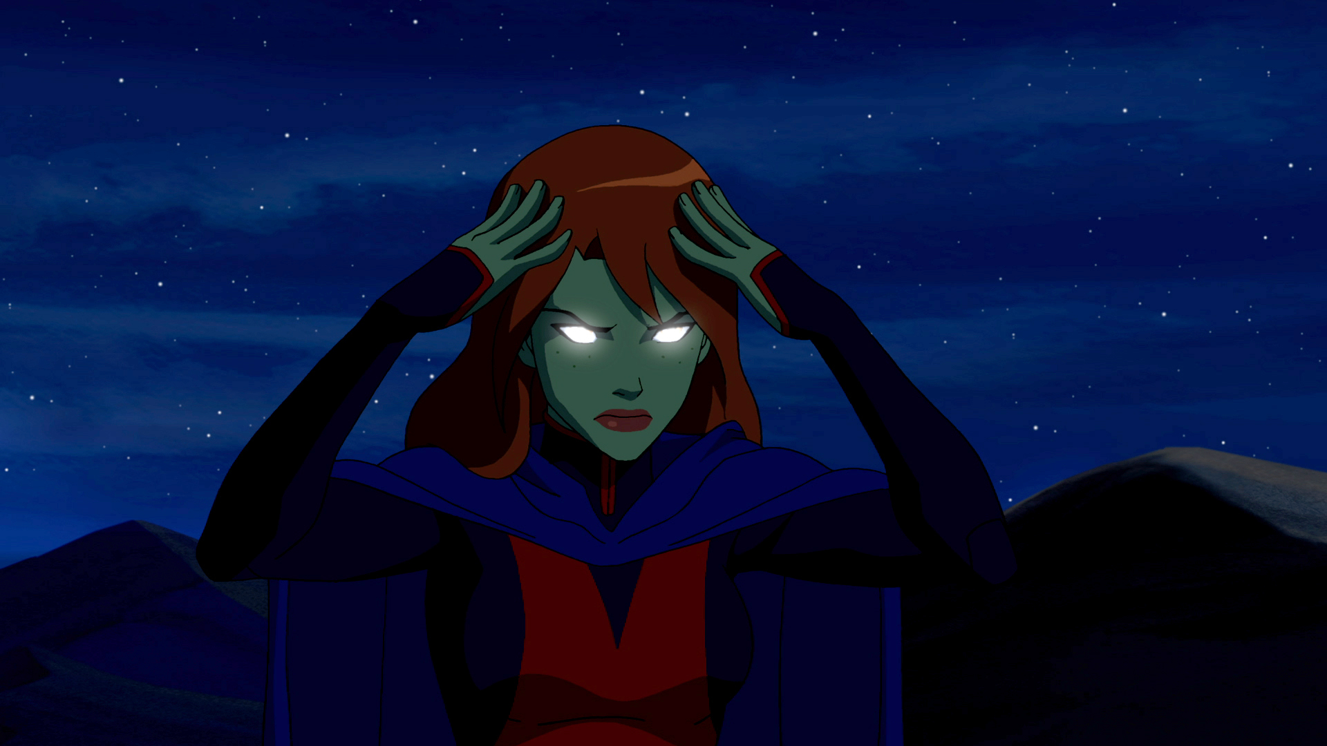 tv show, young justice, glowing eyes, m'gann m'orzz, miss martian, young justice (tv show), justice league