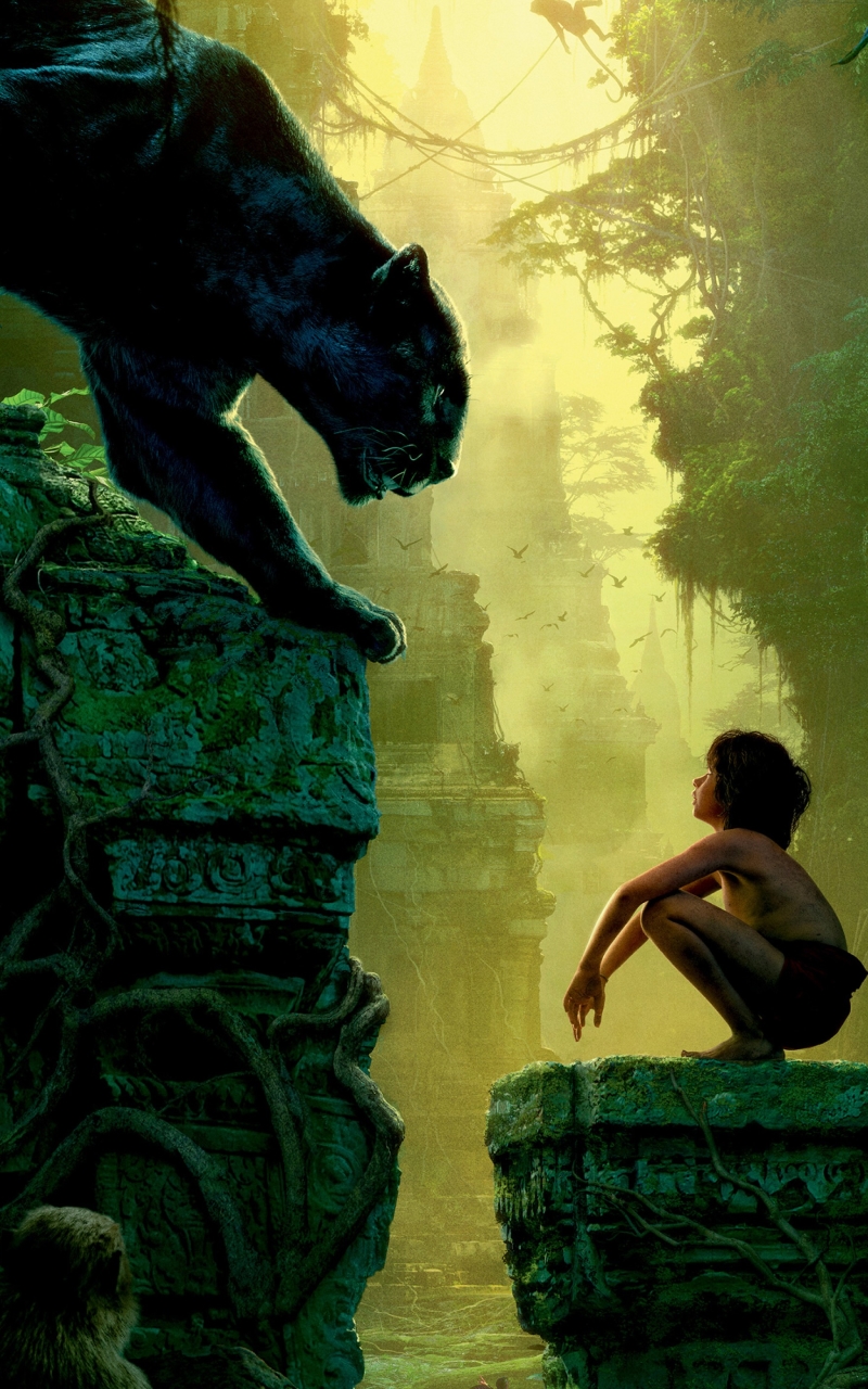 movie, the jungle book (2016), mowgli, bagheera, the jungle book HD wallpaper