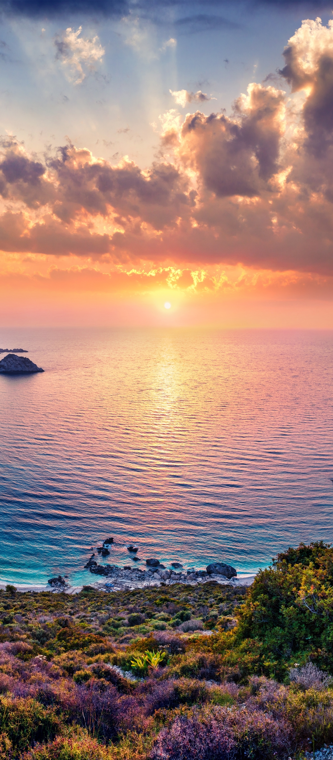 Descarga gratuita de fondo de pantalla para móvil de Costa, Océano, Atardecer, Tierra/naturaleza, Puesta De Sol.