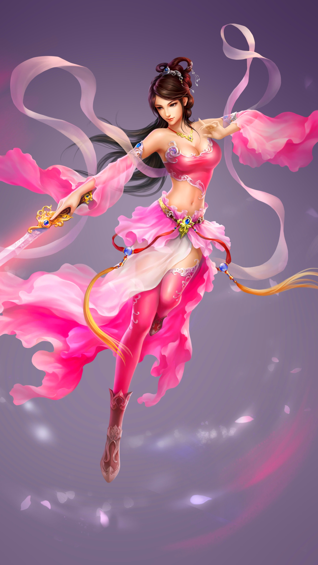 Download mobile wallpaper Fantasy, Pink, Sword, Women Warrior for free.