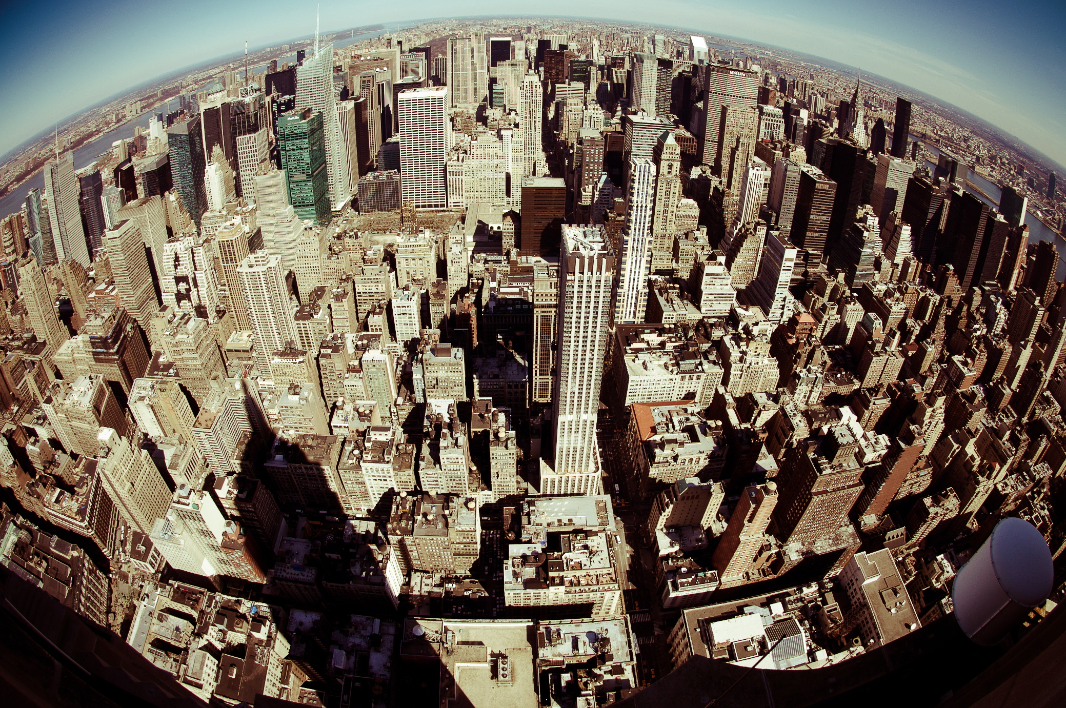 Baixar papel de parede para celular de Olho De Peixe, Nova York, Manhattan, Cidades, Feito Pelo Homem gratuito.