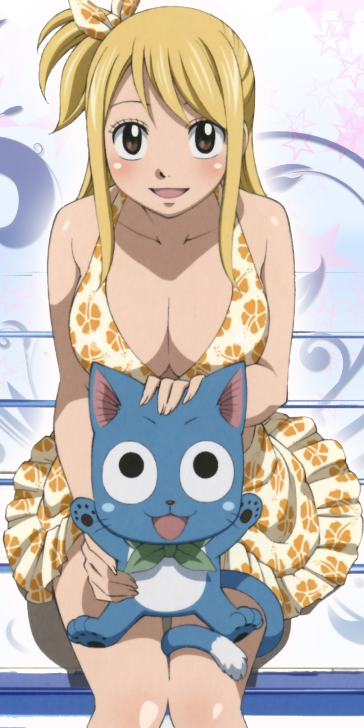 Download mobile wallpaper Anime, Fairy Tail, Lucy Heartfilia, Happy (Fairy Tail) for free.
