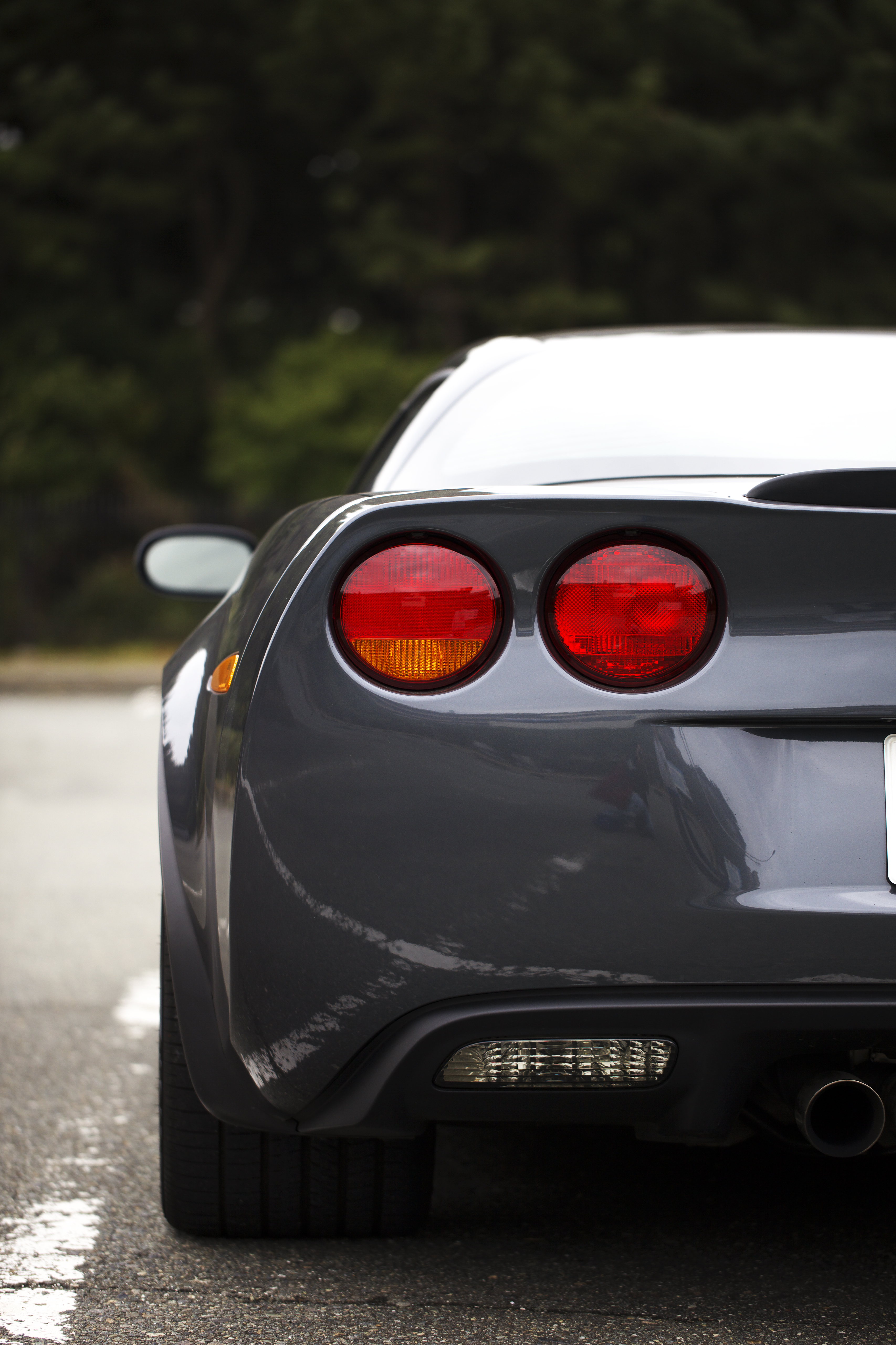 Download mobile wallpaper Lights, Car, Grey, Rear View, Cars, Back View, Headlights, Sports, Sports Car for free.