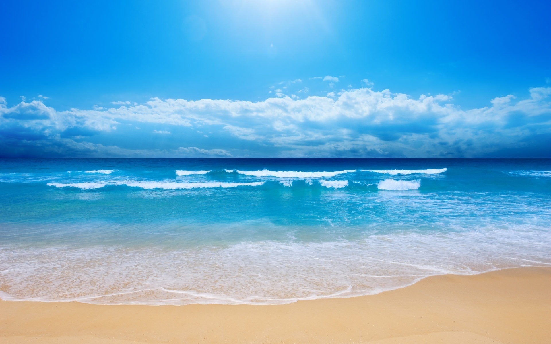 Free HD beach, blue, sky, landscape, sea, clouds, waves