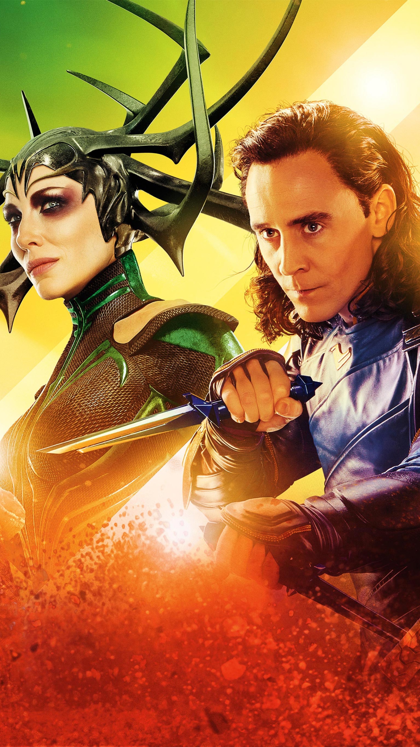 Download mobile wallpaper Movie, Cate Blanchett, Loki (Marvel Comics), Tom Hiddleston, Thor: Ragnarok, Hela (Marvel Comics) for free.