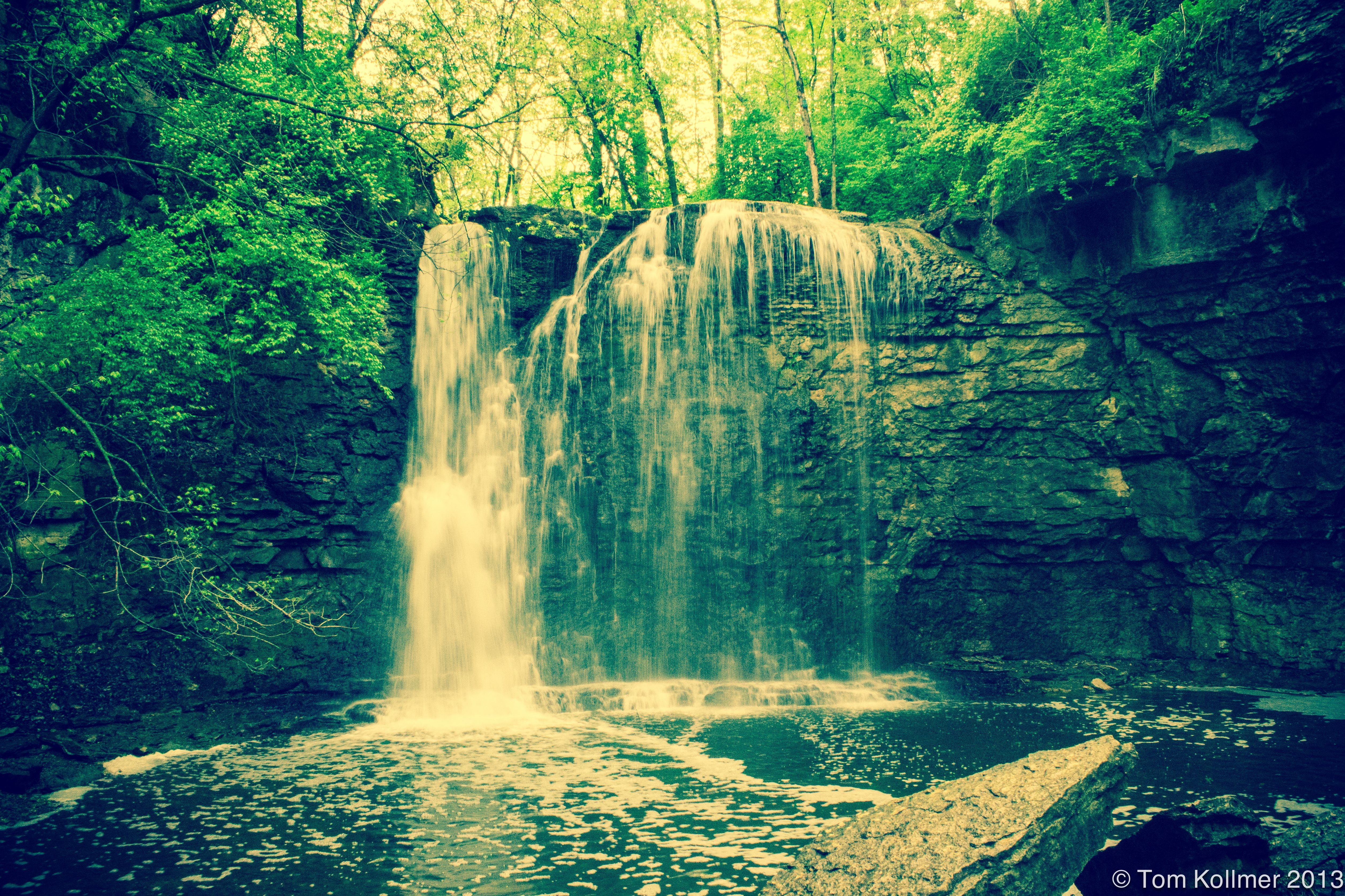 Download mobile wallpaper Rocks, Trees, Waterfall, Nature, Landscape for free.