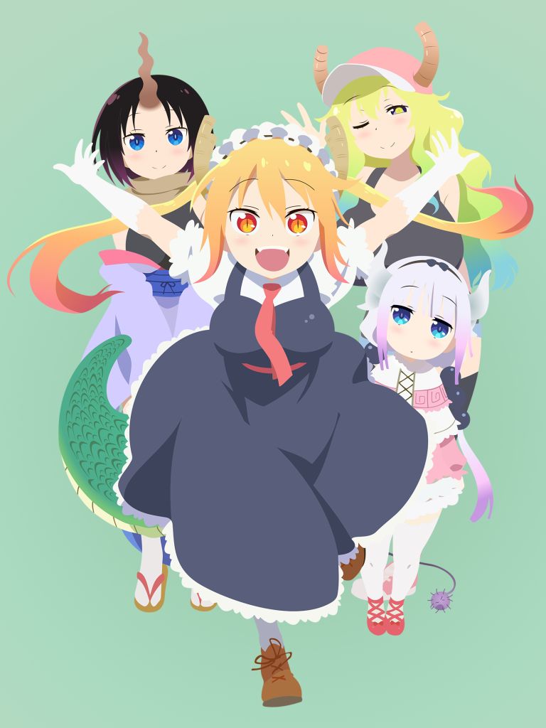 Download mobile wallpaper Anime, Tohru (Miss Kobayashi's Dragon Maid), Miss Kobayashi's Dragon Maid, Kanna Kamui, Quetzalcoatl (Miss Kobayashi's Dragon Maid), Kobayashi (Miss Kobayashi's Dragon Maid) for free.