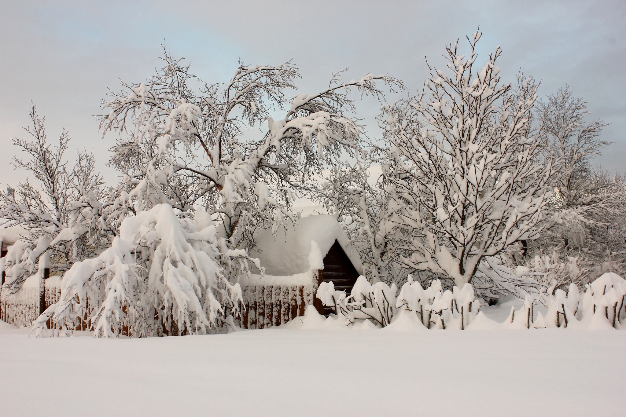 Скачать картинку Зима, Снег, Дерево, Кабина, Сделано Человеком в телефон бесплатно.