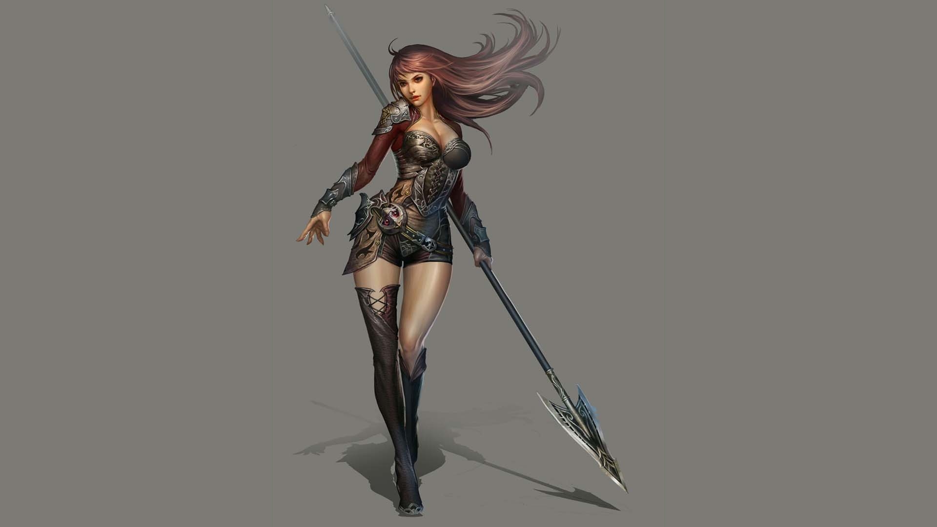 639062 descargar fondo de pantalla mujeres guerrera, fantasía, lanza, guerrero: protectores de pantalla e imágenes gratis