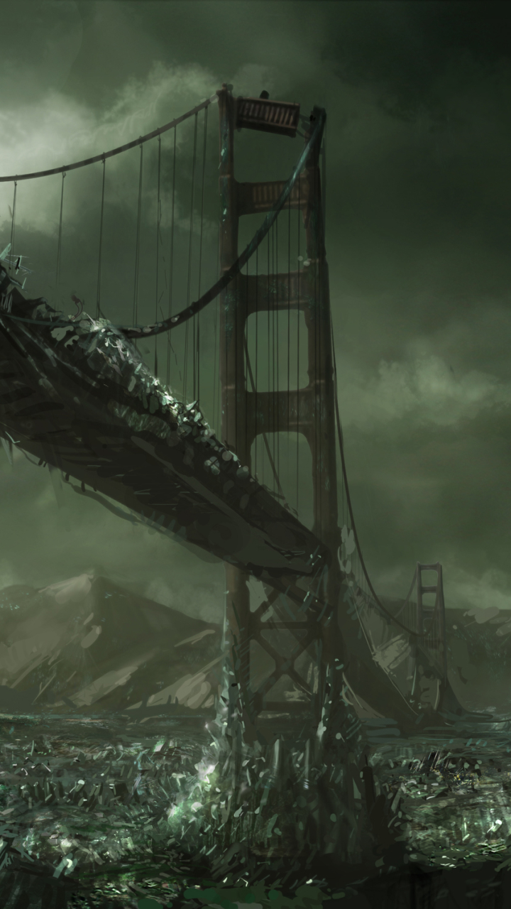 Download mobile wallpaper Bridge, Sci Fi, Crystal, Post Apocalyptic for free.