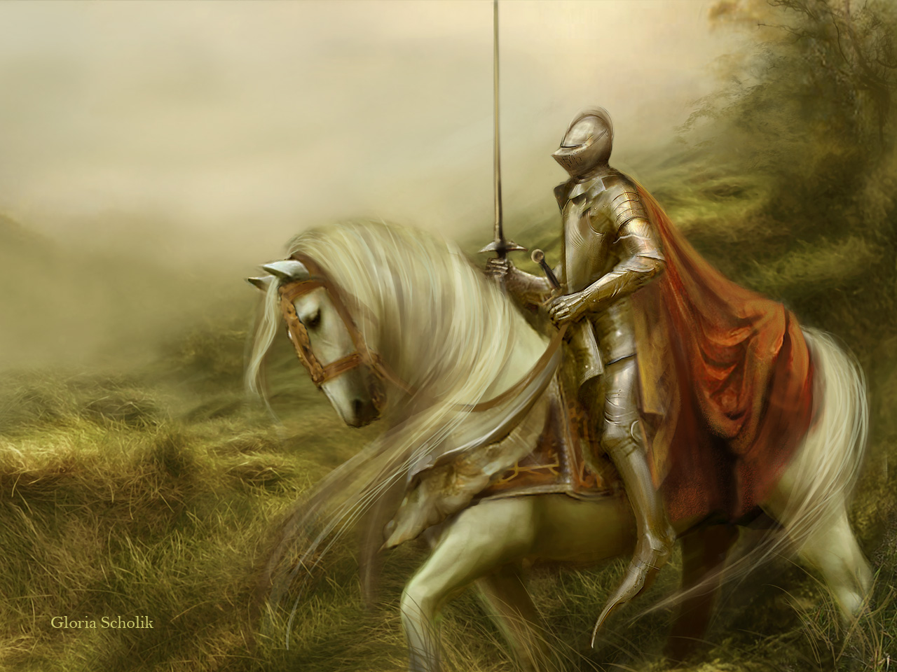 1434749 скачать обои рыцарь, лошадь, фэнтези - заставки и картинки бесплатно