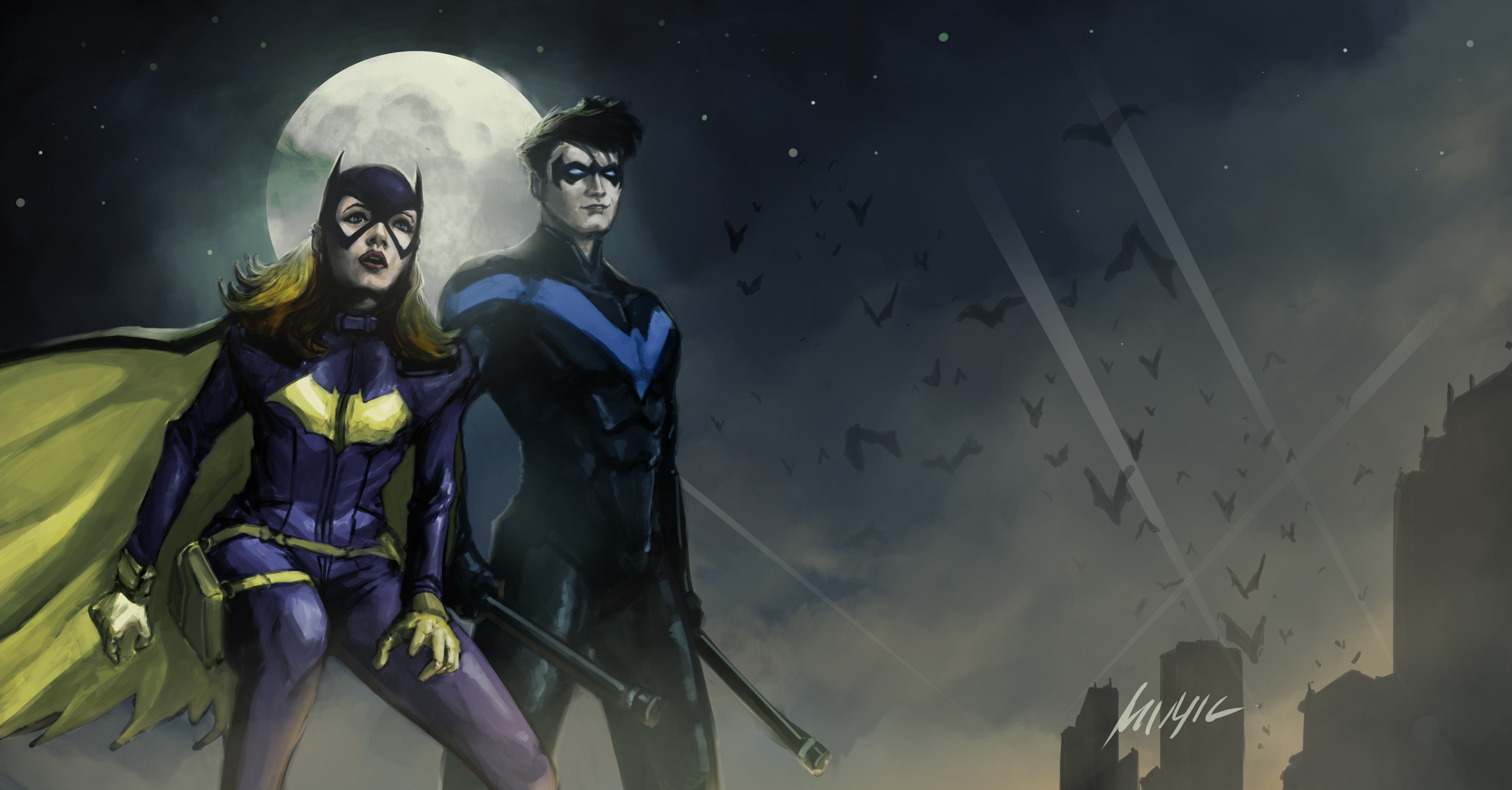 Скачати мобільні шпалери Бетмен, Комікси, Комікси Dc, Nightwing, Бетгерл безкоштовно.