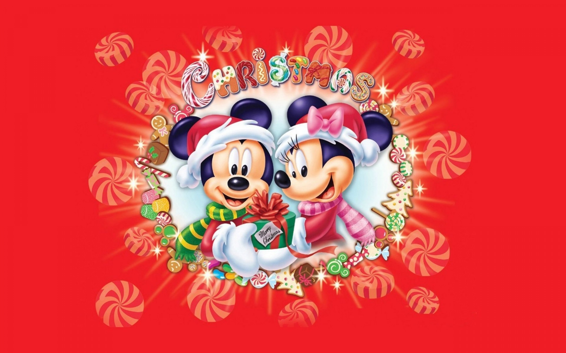 Handy-Wallpaper Feiertage, Weihnachten, Süßigkeiten, Disney, Mickey Maus, Minnie Maus kostenlos herunterladen.