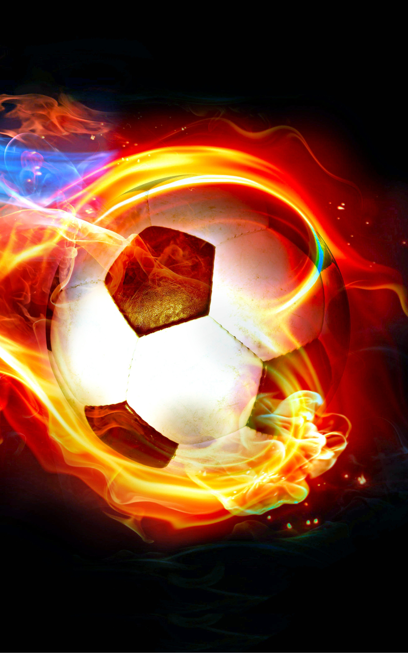 無料モバイル壁紙スポーツ, サッカー, 火炎, ボールをダウンロードします。