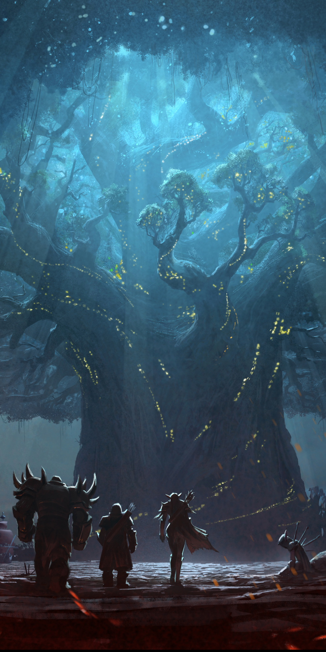 Handy-Wallpaper Baum, Krieger, Schwert, Computerspiele, World Of Warcraft, World Of Warcraft: Battle For Azeroth kostenlos herunterladen.