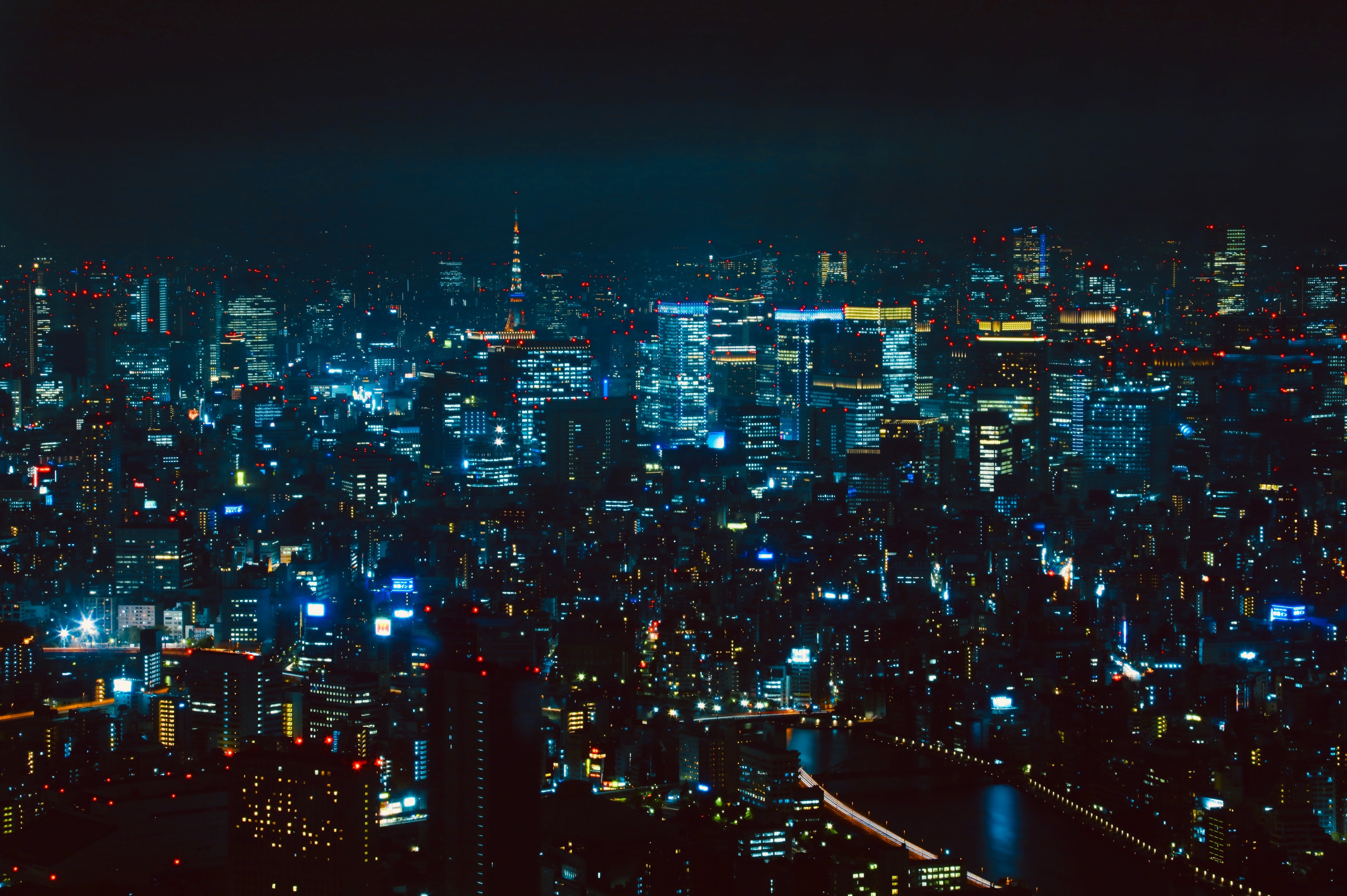 tokyo, city lights, cities, view from above, night city, megapolis, megalopolis