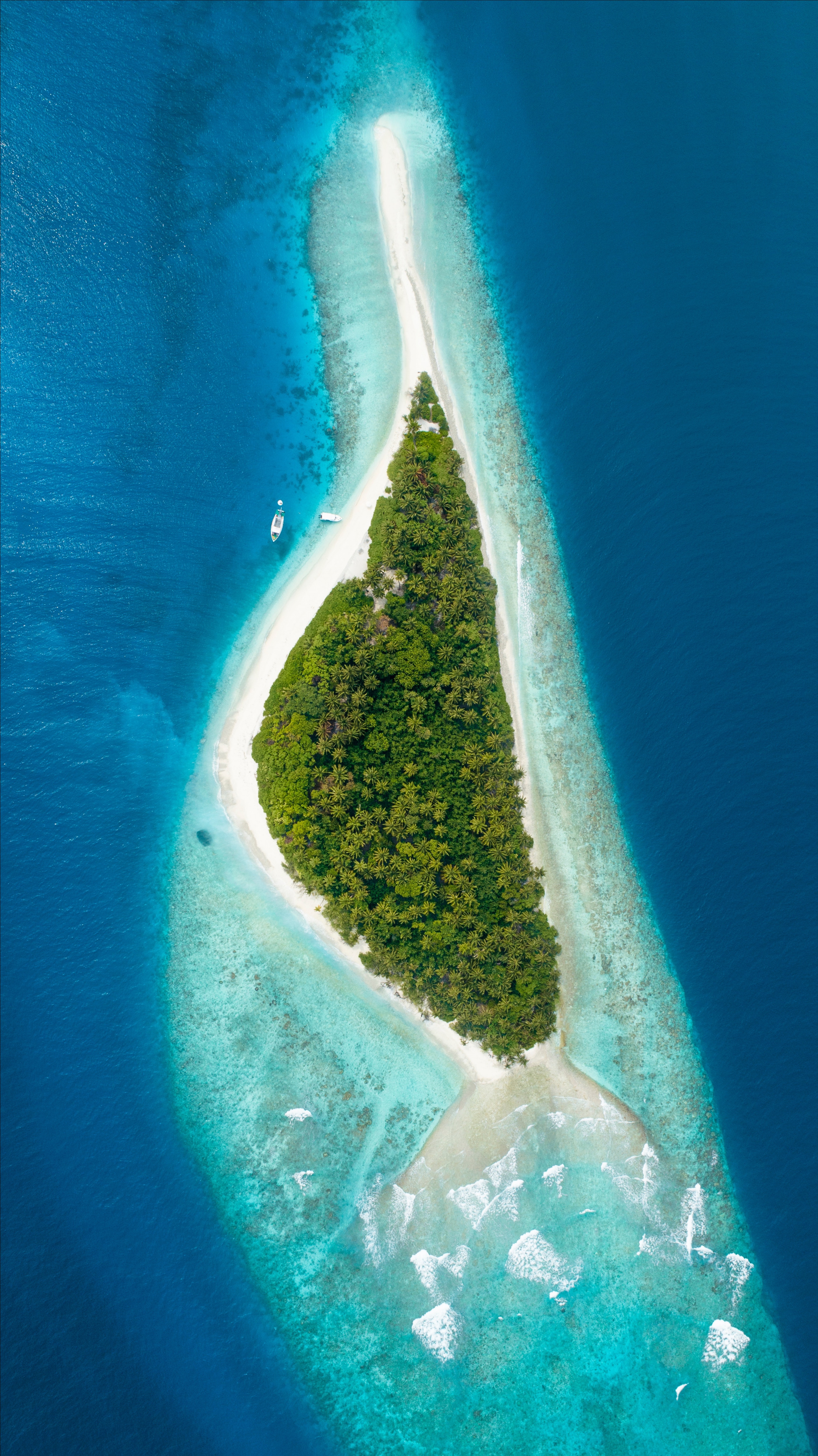 tropics, nature, view from above, ocean, island, maldives lock screen backgrounds