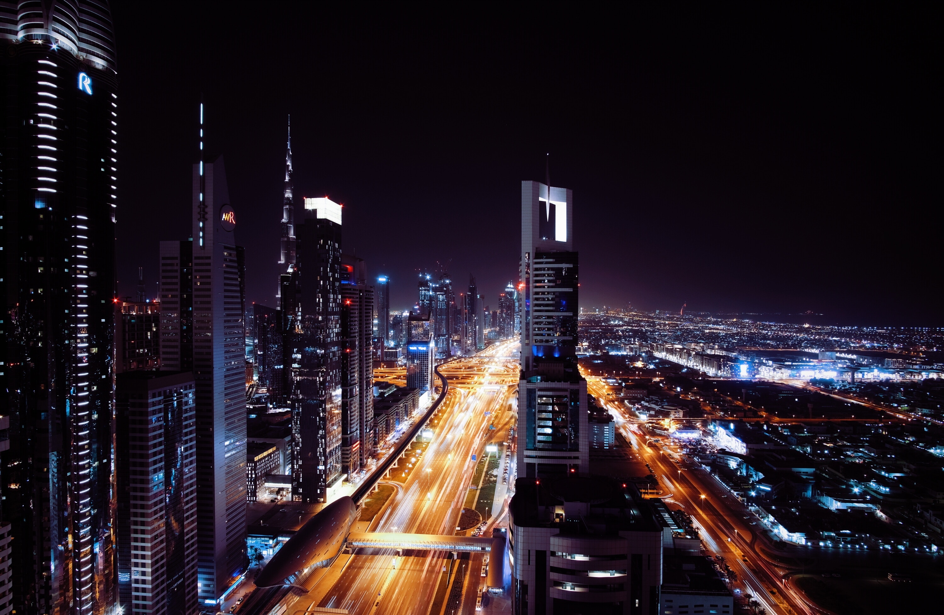 Free download wallpaper Night City, United Arab Emirates, Cities, Dubai on your PC desktop