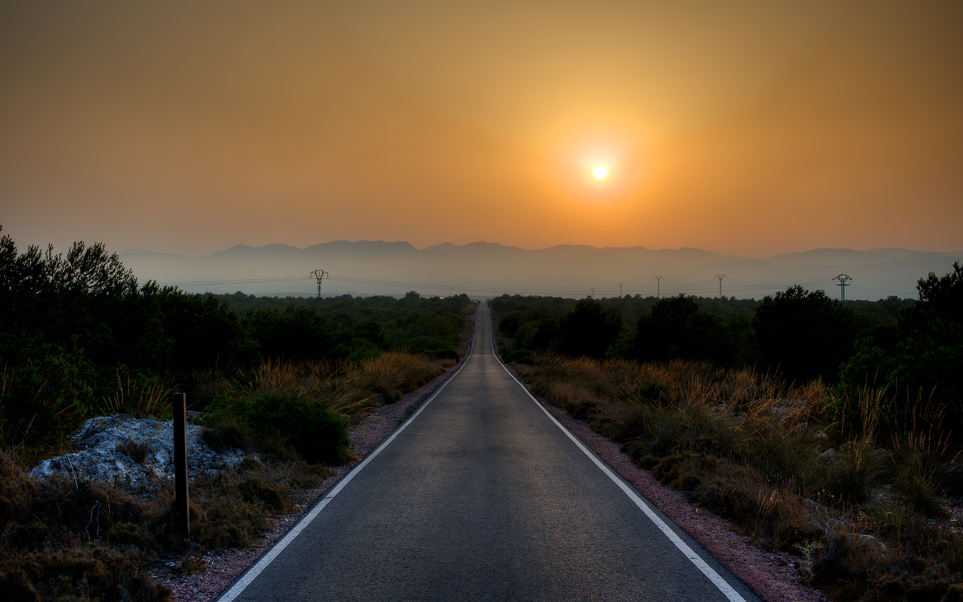 Download mobile wallpaper Road, Sunrise, Man Made for free.
