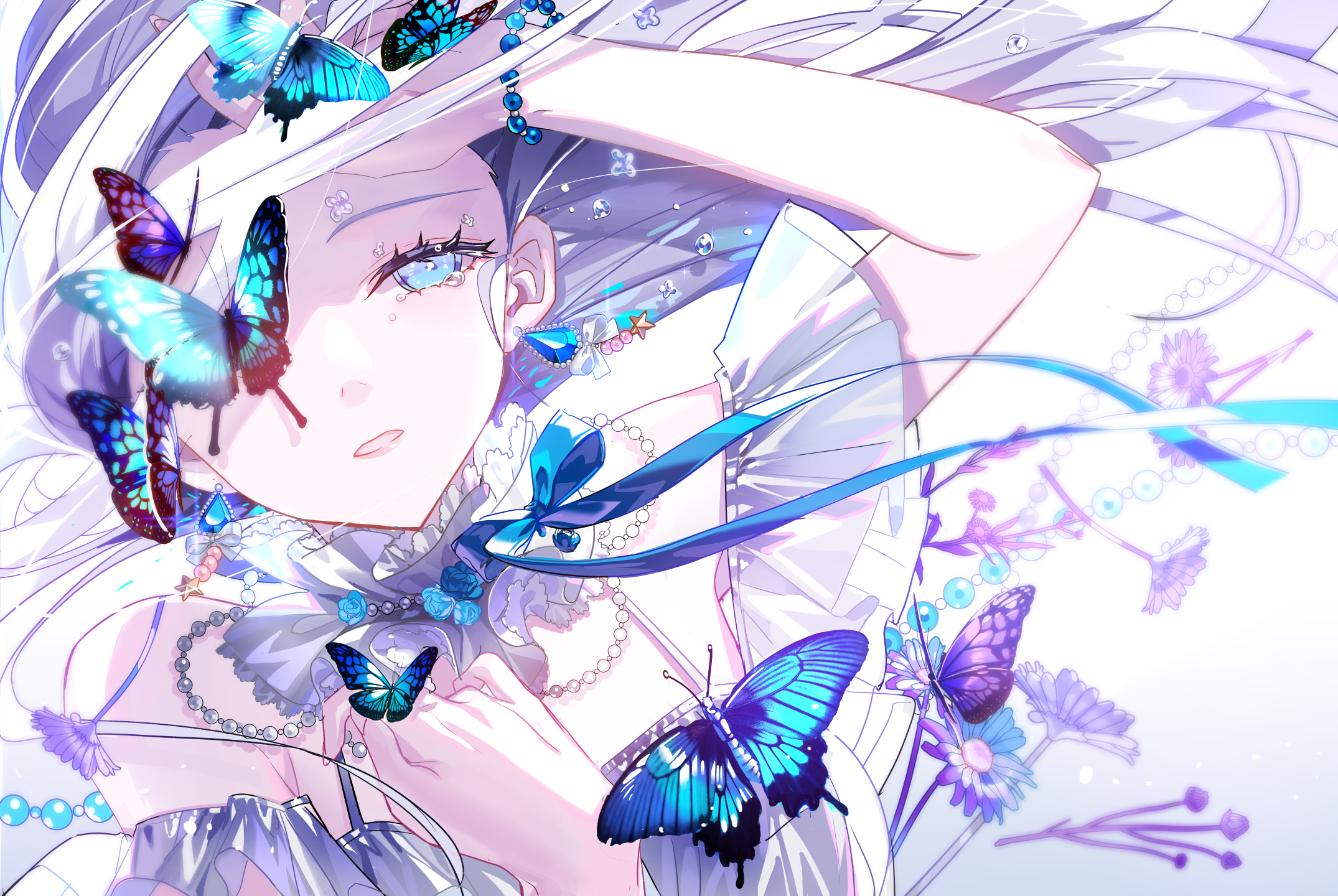 Laden Sie das Schmetterlinge, Mädchen, Animes-Bild kostenlos auf Ihren PC-Desktop herunter