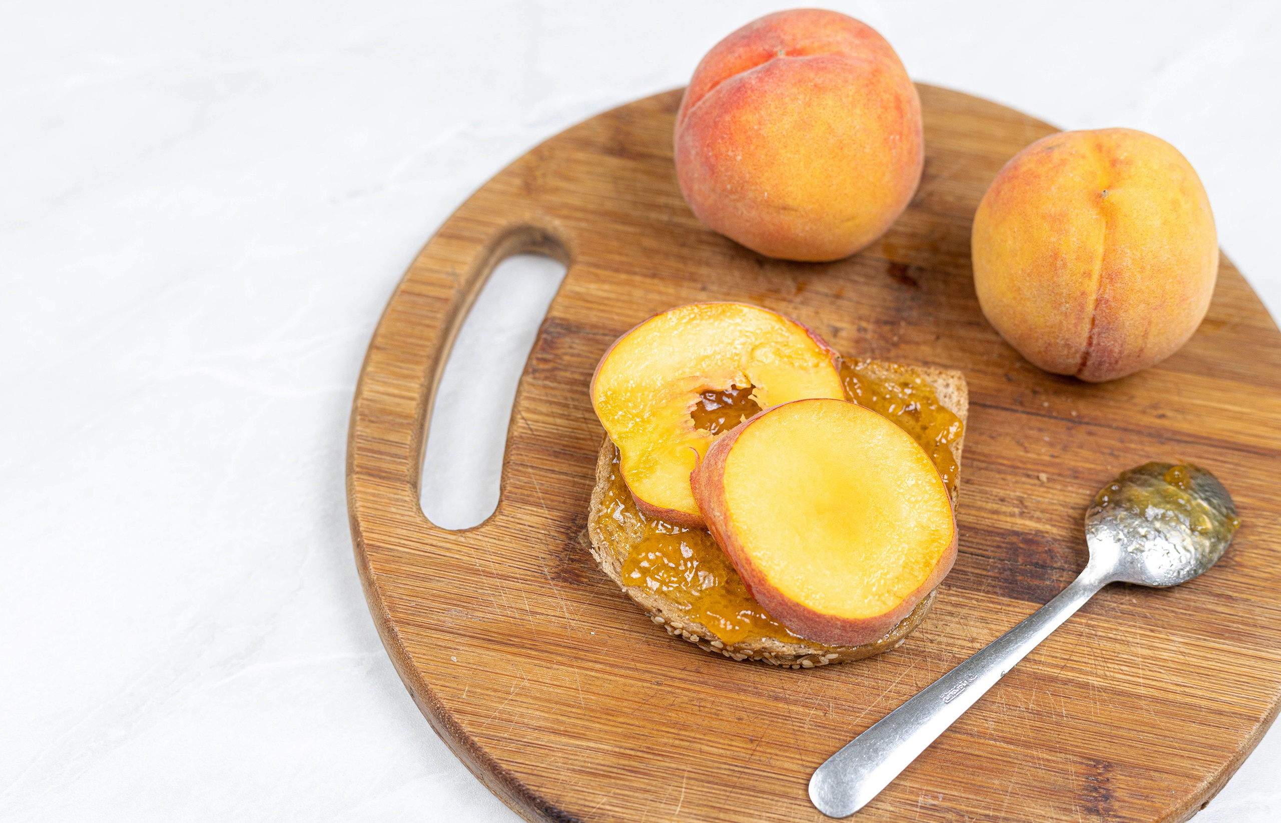 Free download wallpaper Food, Fruit, Honey, Peach, Sandwich on your PC desktop