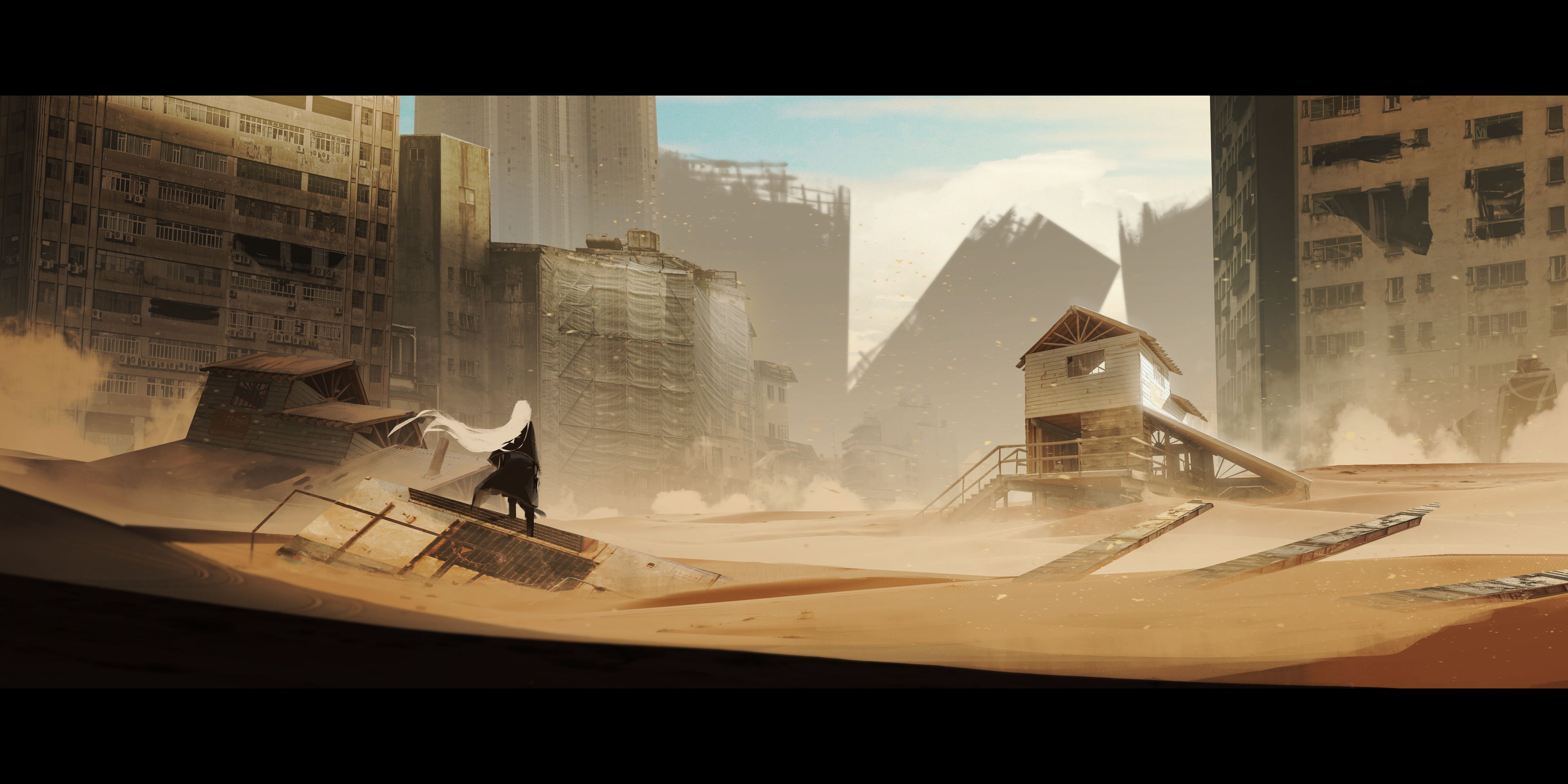Free download wallpaper Anime, Sand, Desert, City, Ruin, Original on your PC desktop