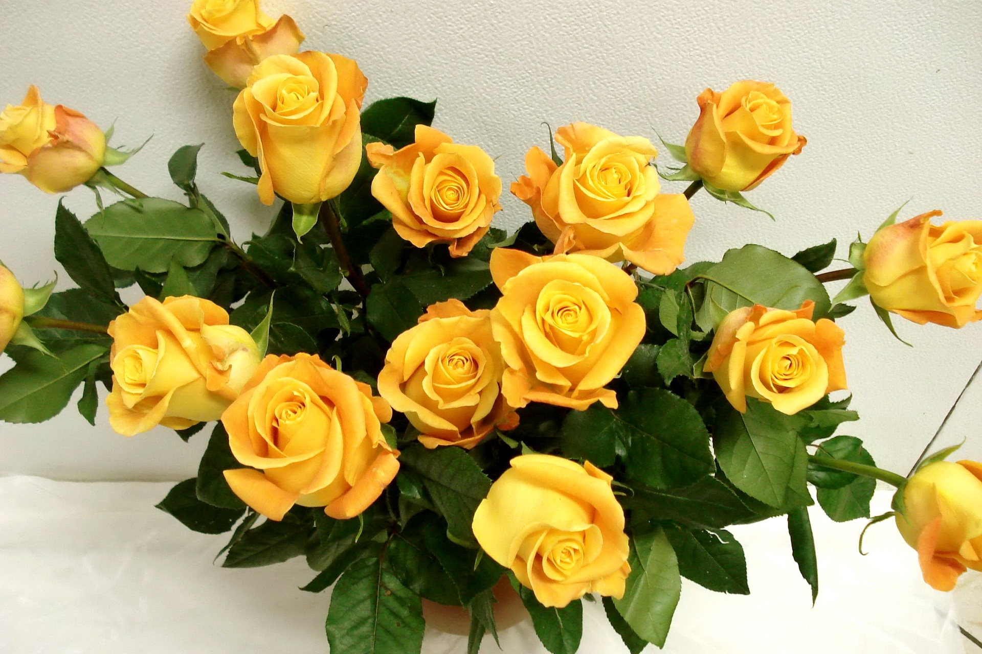 54315 télécharger l'image bouquet, roses, fleurs, jaune, vase, magnifique, chic - fonds d'écran et économiseurs d'écran gratuits