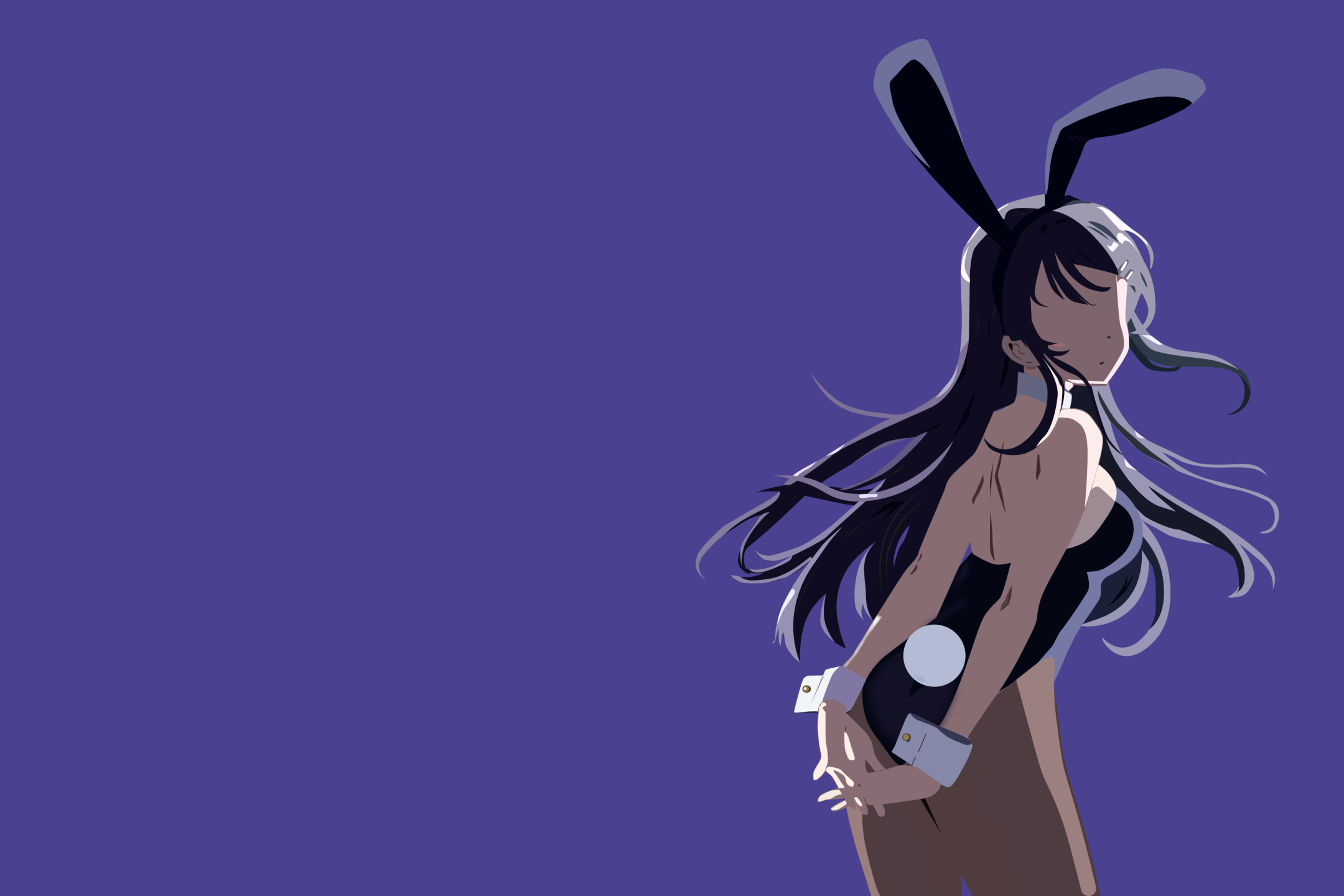 Descarga gratuita de fondo de pantalla para móvil de Animado, Minimalista, Pelo Largo, Cabello Purpura, Orejas De Conejo, Mai Sakurajima, Seishun Buta Yaro Wa Bunny Girl Senpai No Yume Wo Minai.