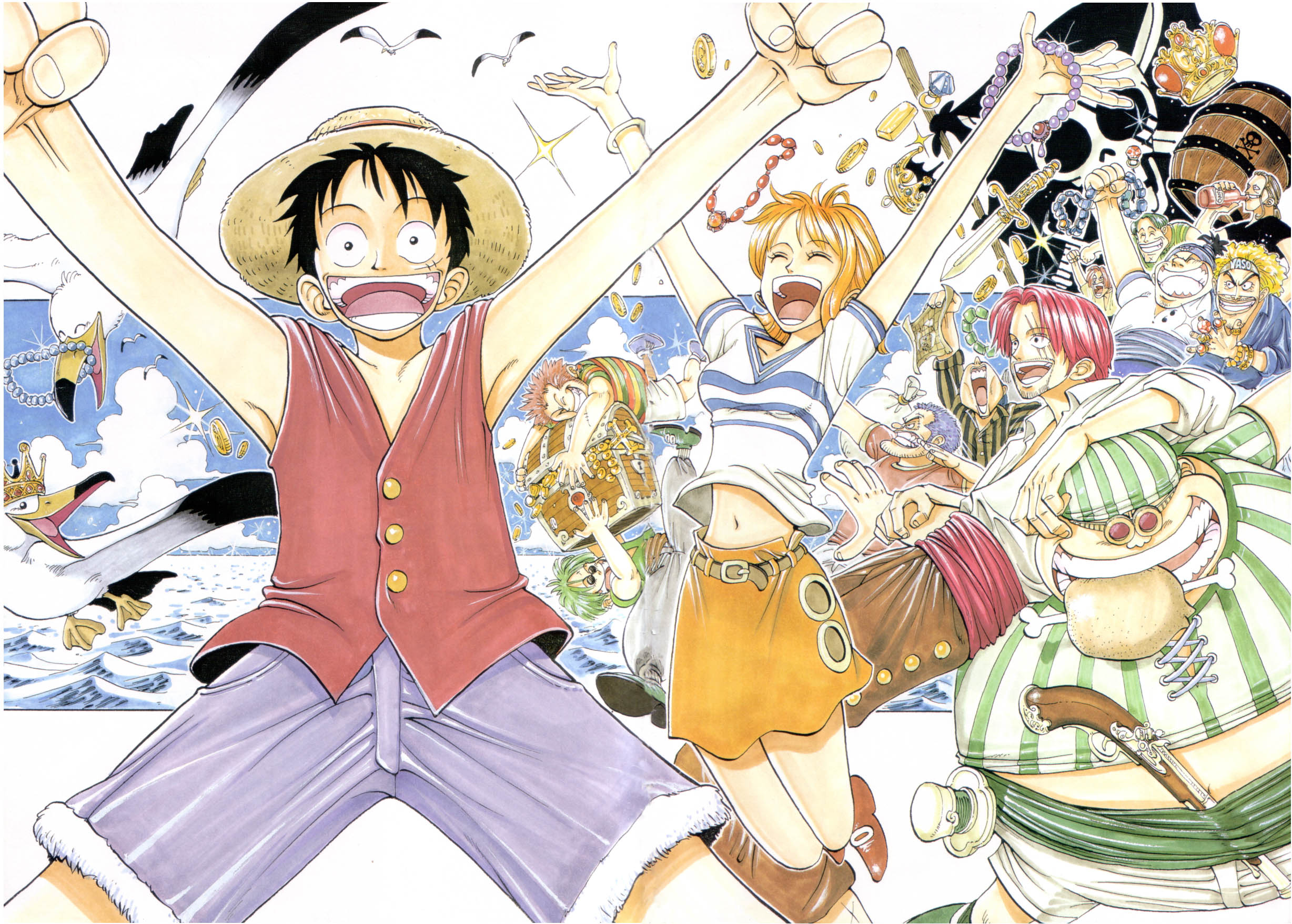 Download mobile wallpaper Anime, One Piece, Monkey D Luffy, Nami (One Piece), Shanks (One Piece) for free.