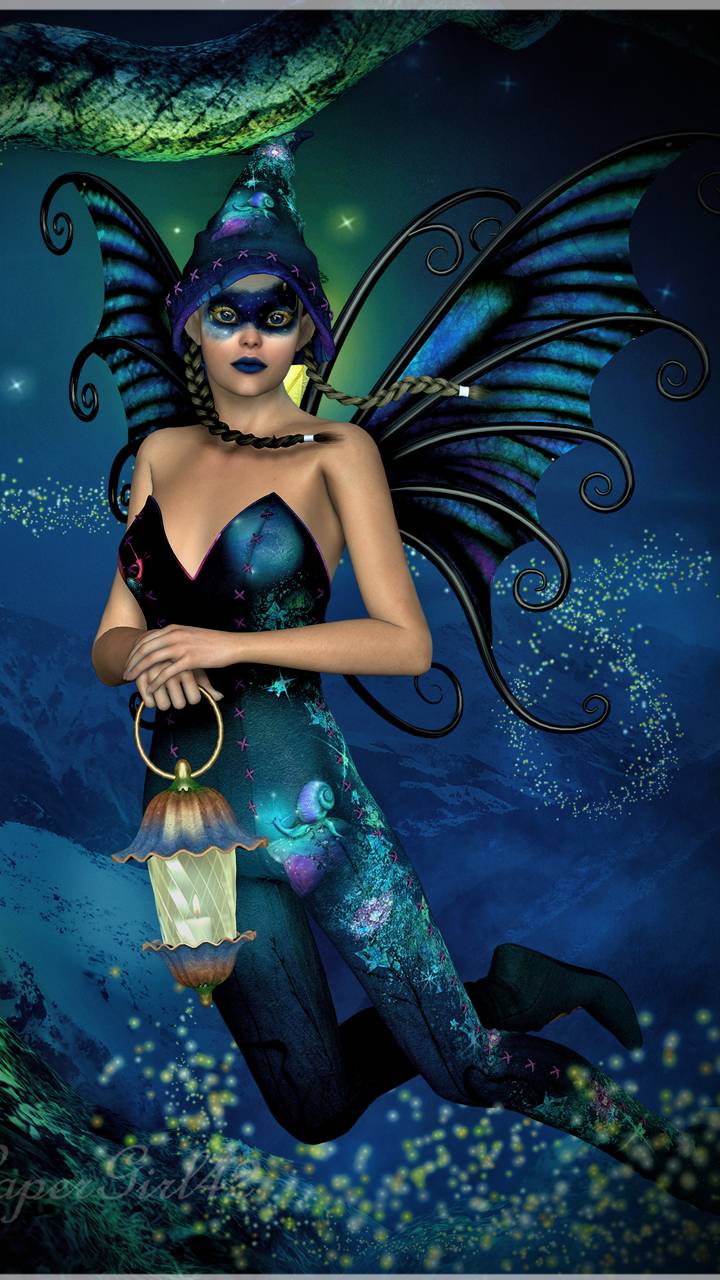 Download mobile wallpaper Fantasy, Night, Wings, Fairy for free.